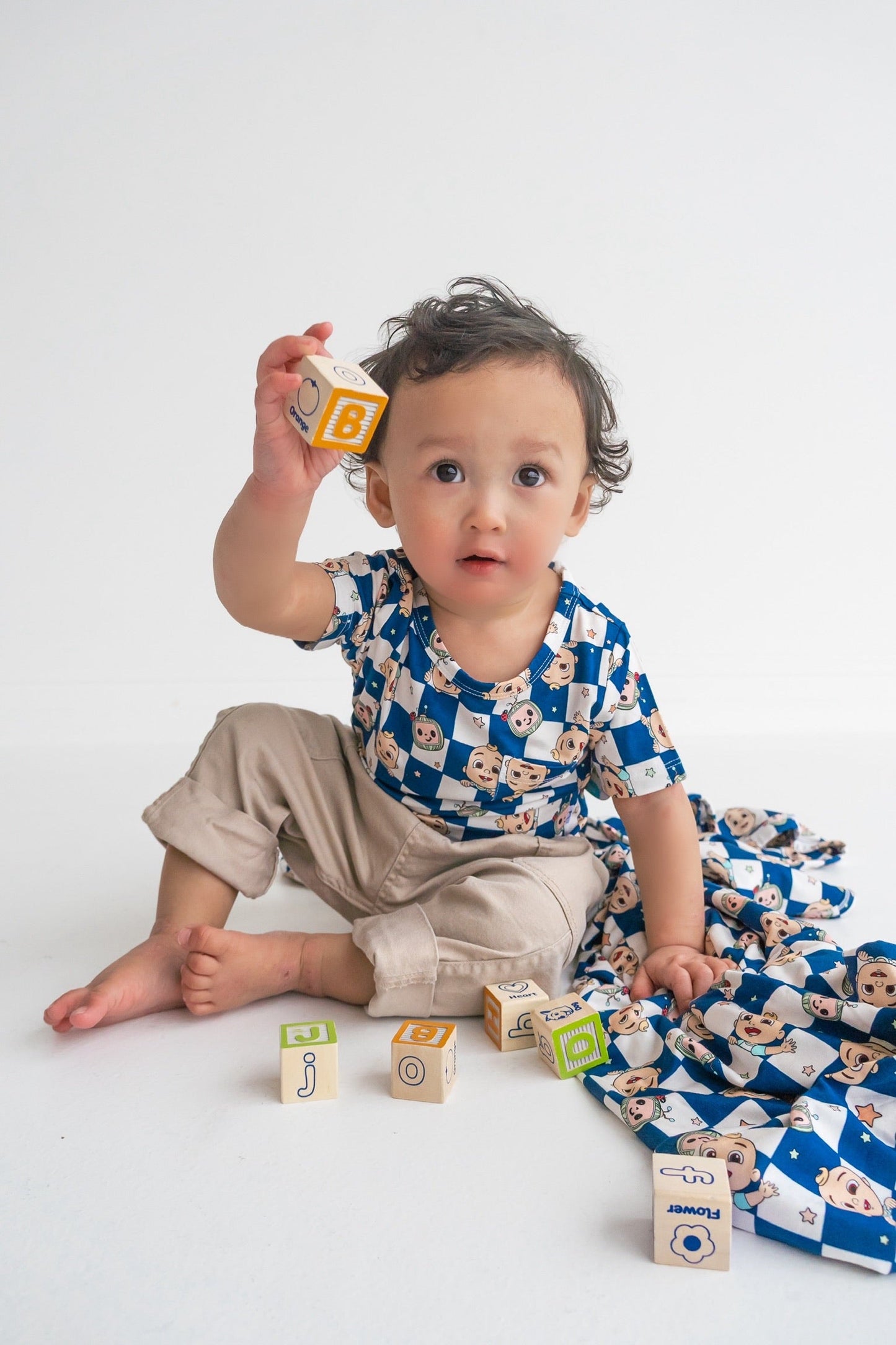 Dream Big Little Co x CoComelon JJ STARRY NIGHT CHECKERS DREAM POCKET TEE