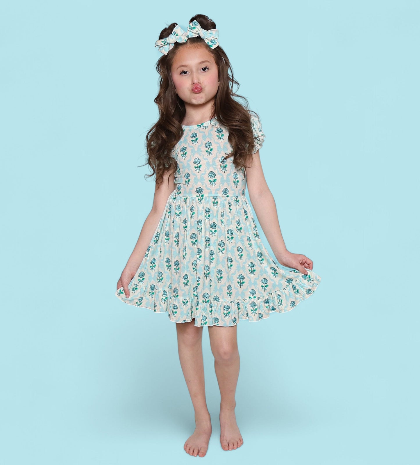 BLUE RIBBON BLOOMS DREAM TIE BACK RUFFLE DRESS