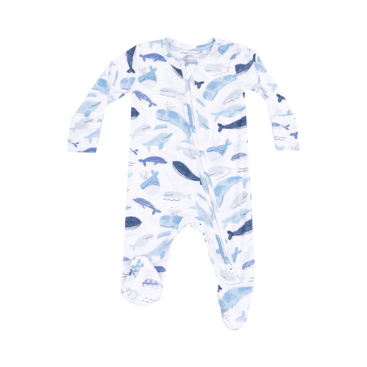 2 Way Zipper Footie - Blue Whales