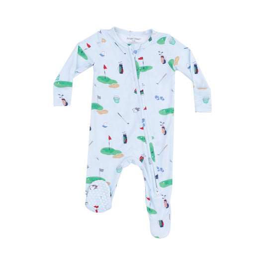 2 Way Zipper Footie - Golf Things Blue