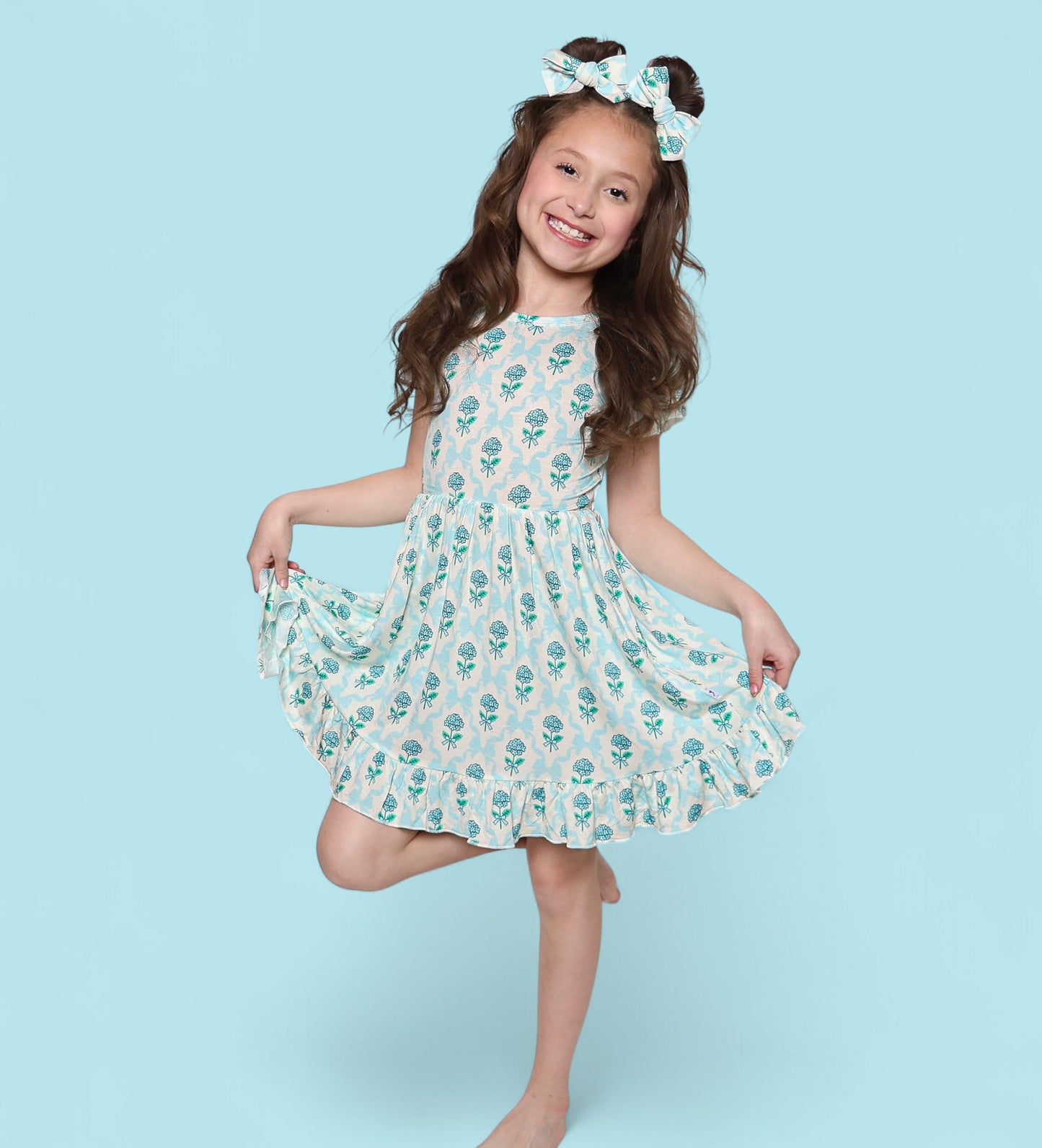 BLUE RIBBON BLOOMS DREAM TIE BACK RUFFLE DRESS