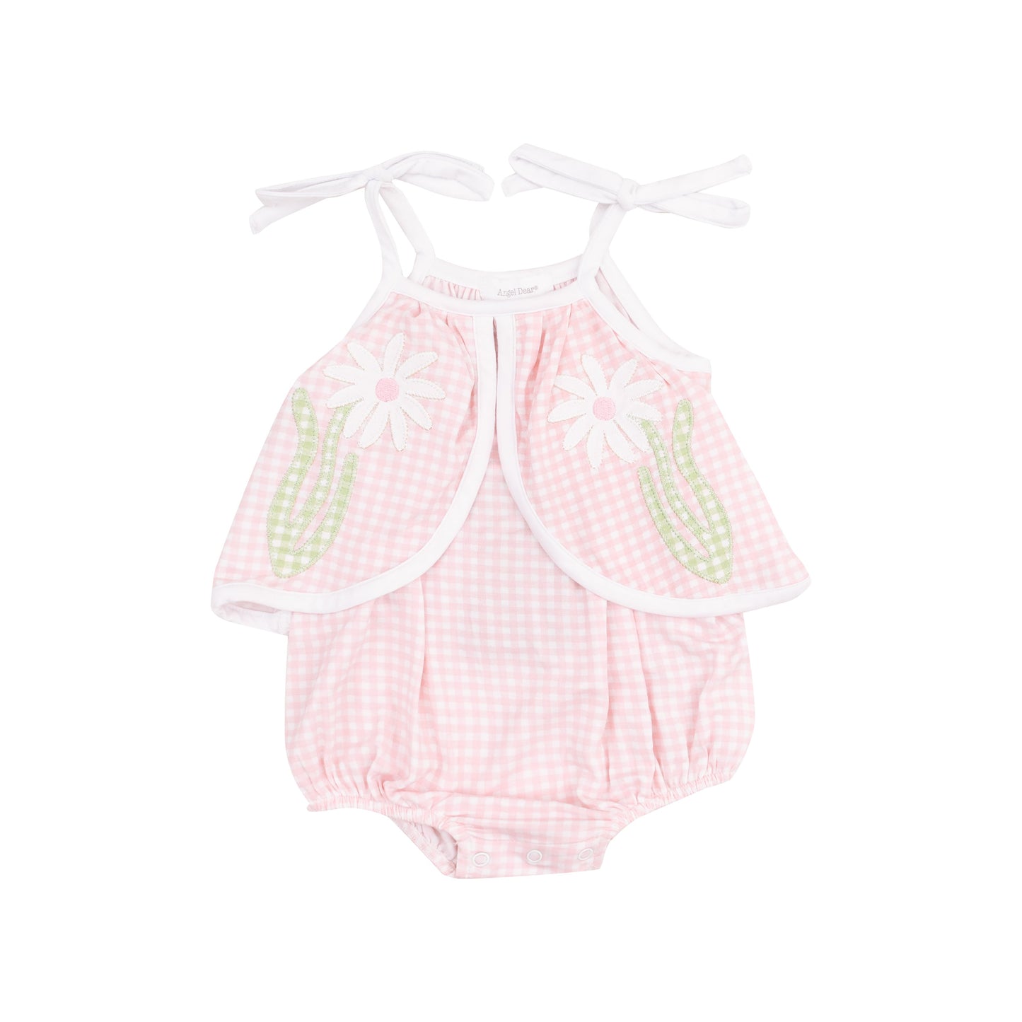 Swing Front Sunsuit with Applique - Mini Gingham Pink