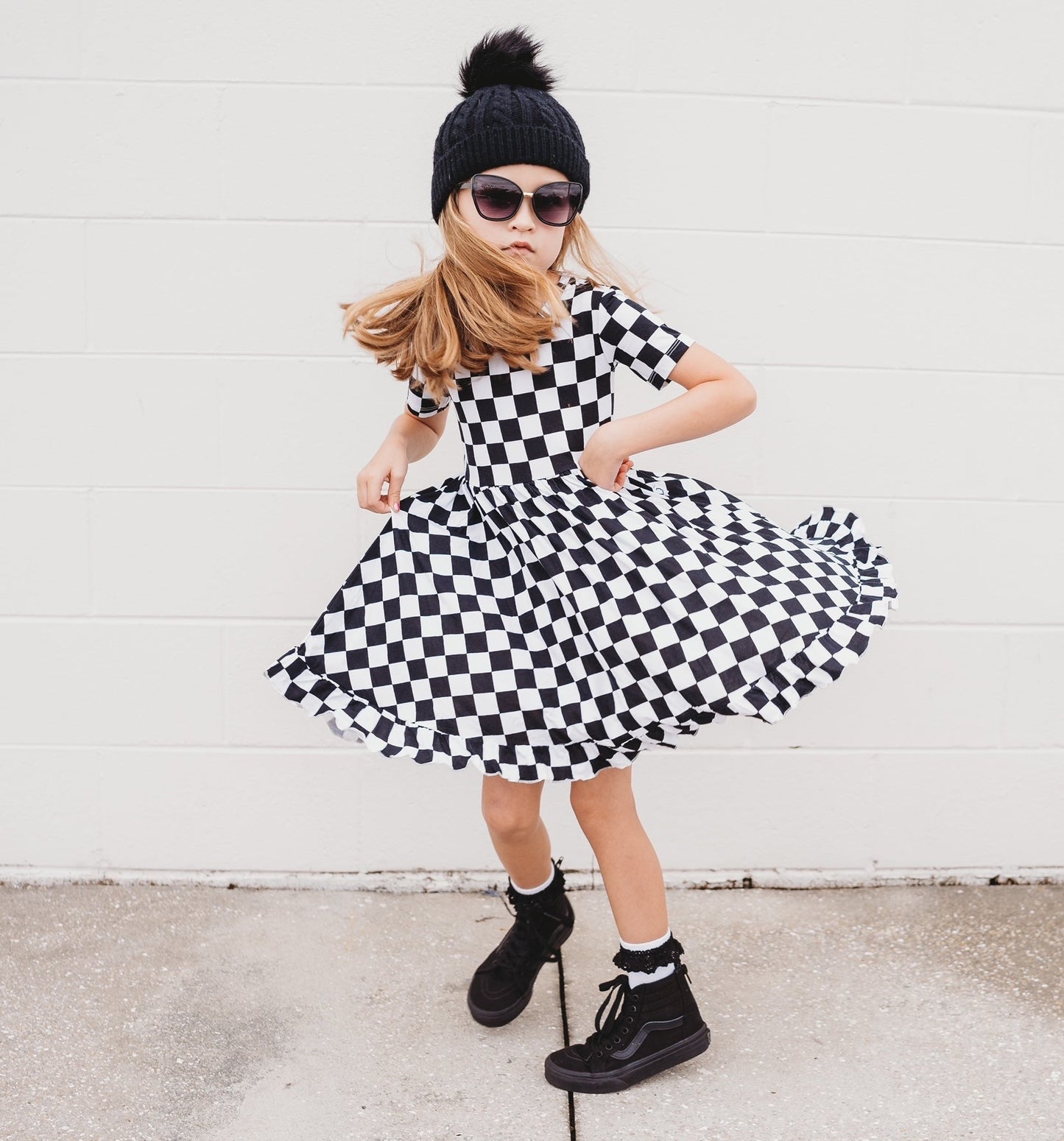 OREO CHECKERS DREAM RUFFLE DRESS