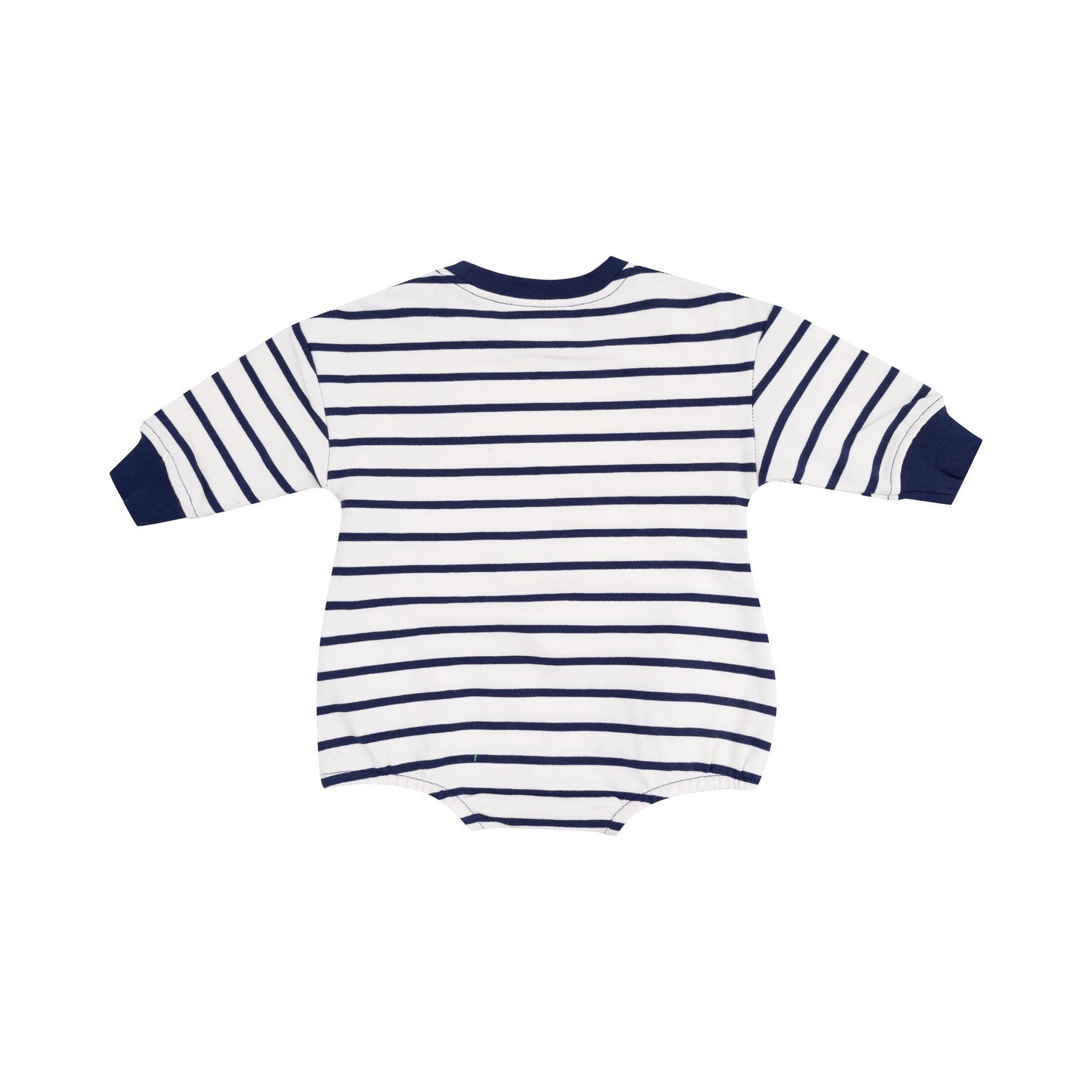 French Terry Sweatshirt Bubble with Pink Sailboat Applique - Navy Stripe