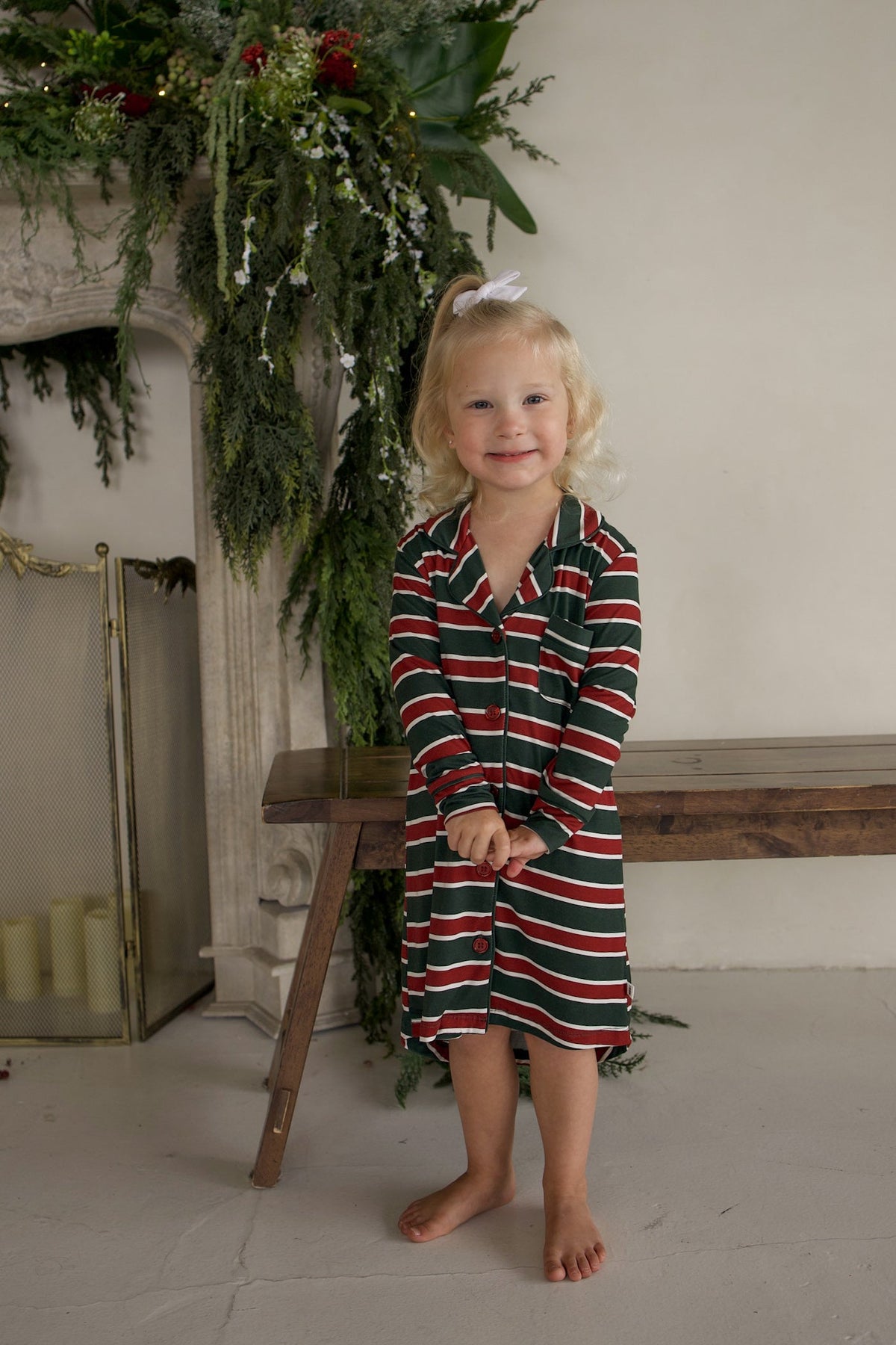 Bamboo Sleeping Dress | Holiday Stripe