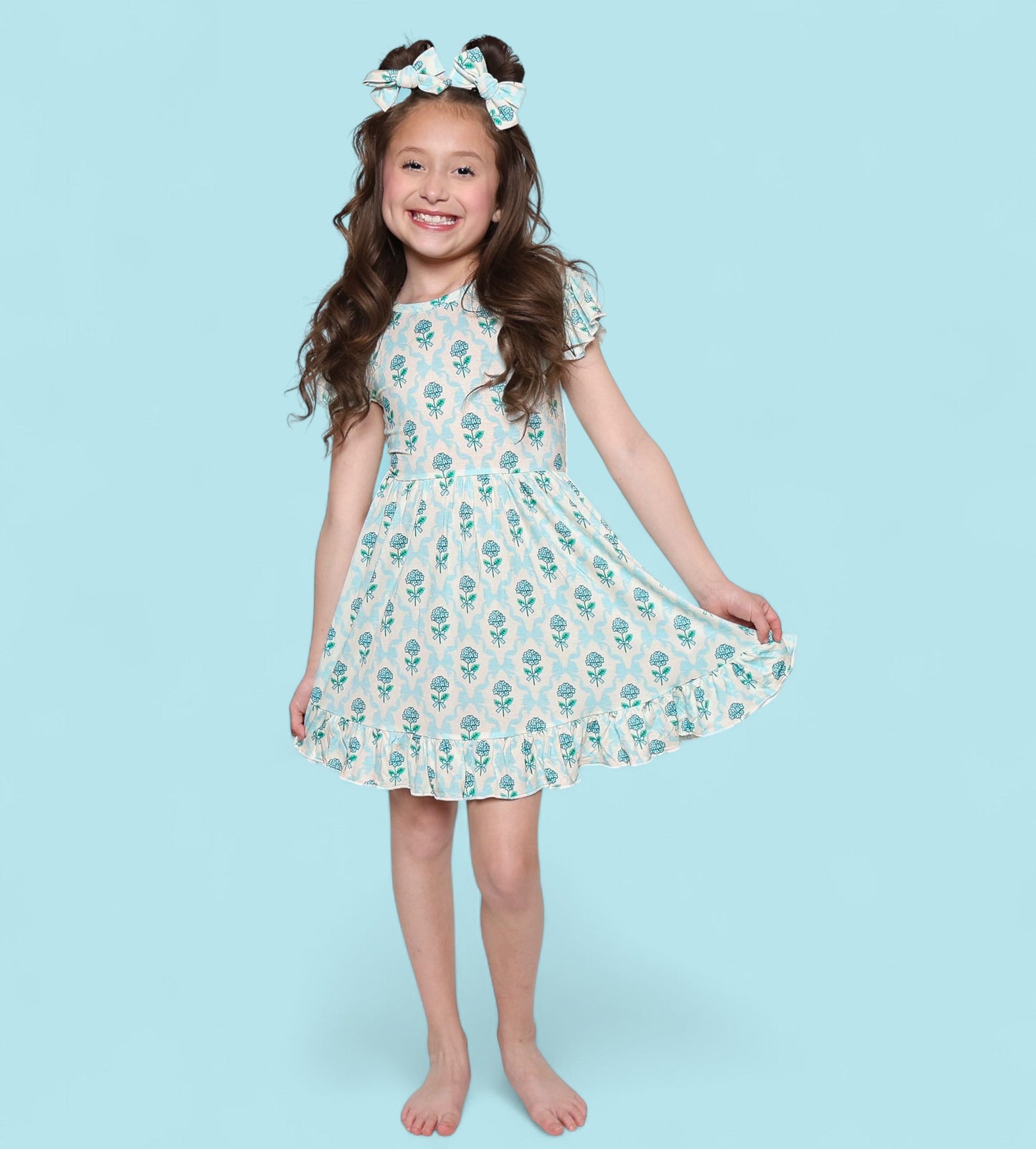 BLUE RIBBON BLOOMS DREAM TIE BACK RUFFLE DRESS