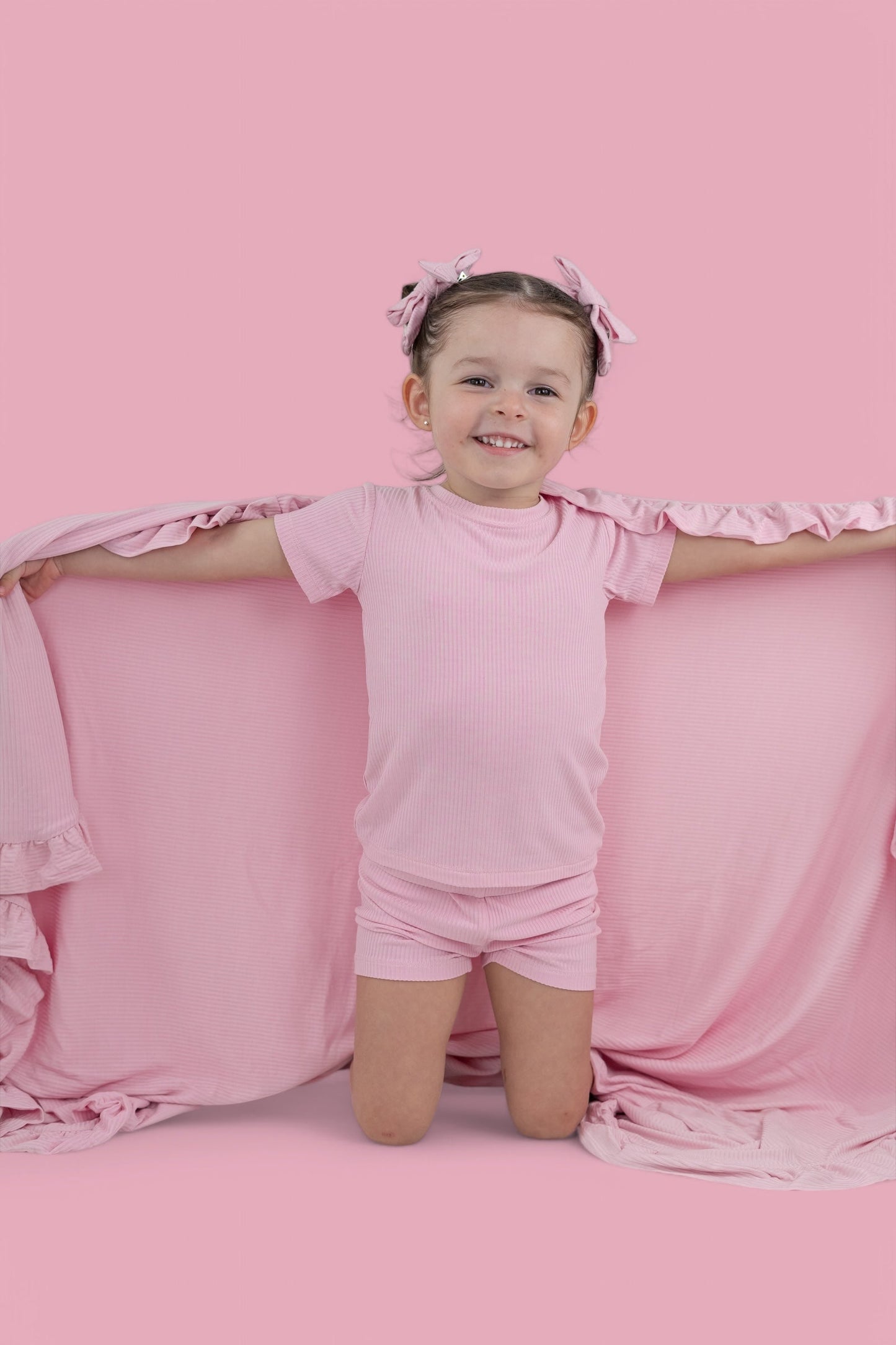 PINK ROSE RIB DREAM SHORT SET