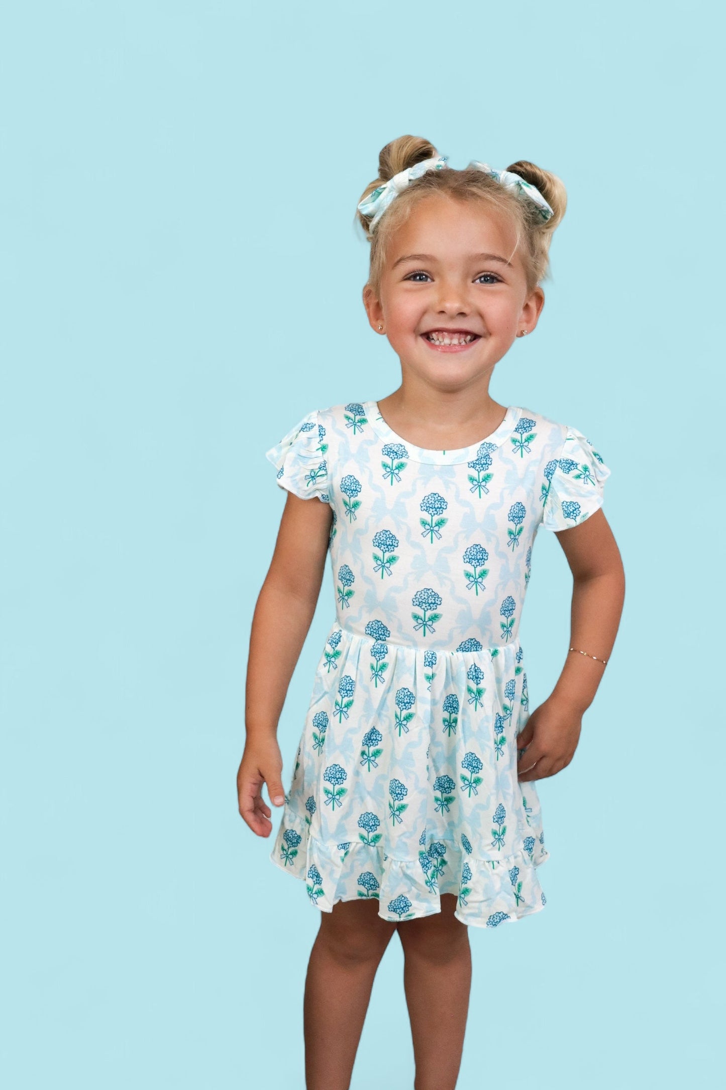 BLUE RIBBON BLOOMS DREAM TIE BACK RUFFLE DRESS