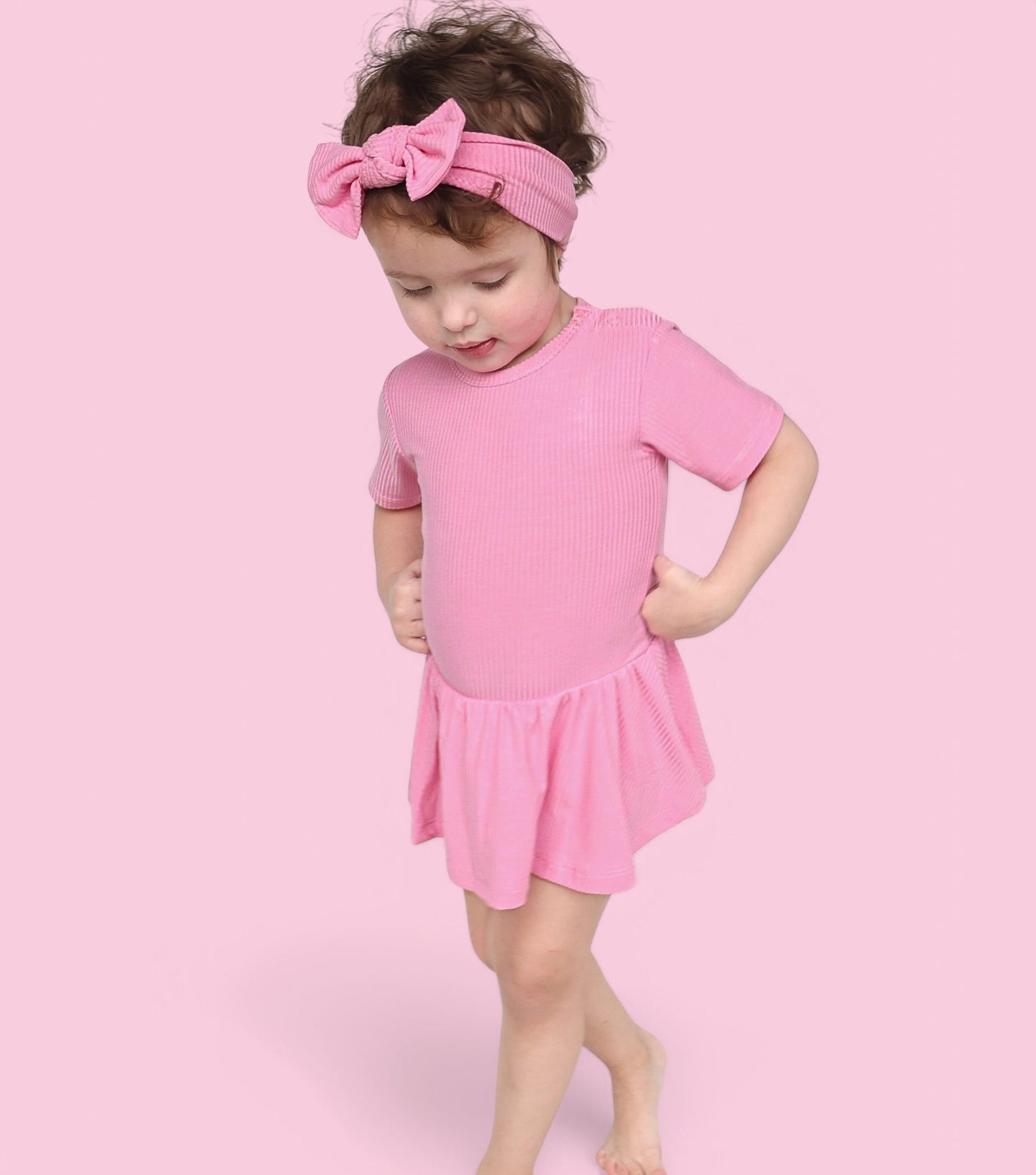 BELLA PINK RIB DREAM BODYSUIT DRESS