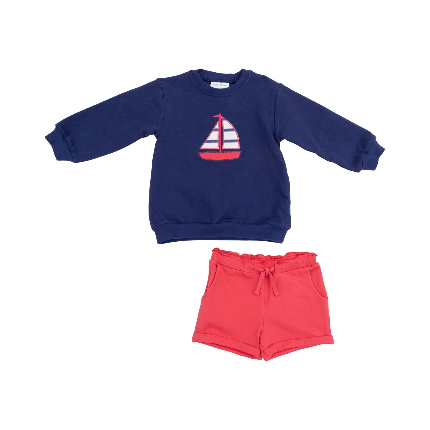Oversized Applique Sweatshirt and Paperbag Short - Sailboat French Terry
