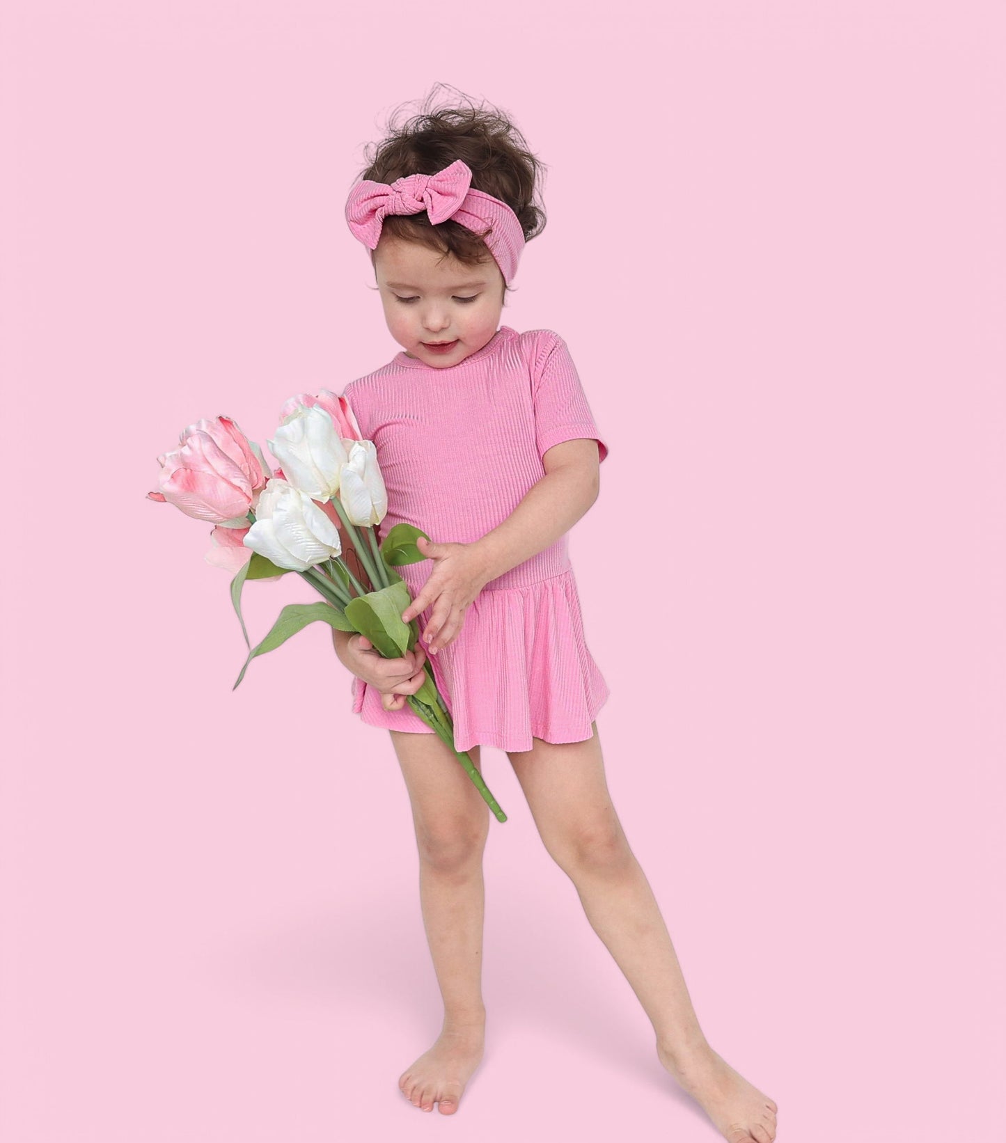 BELLA PINK RIB DREAM BODYSUIT DRESS