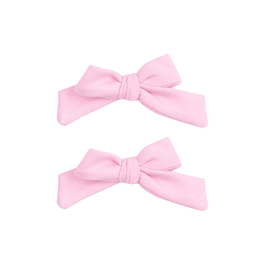 2 Pack Hair Bow with Clip - Solid Nosegay Pink
