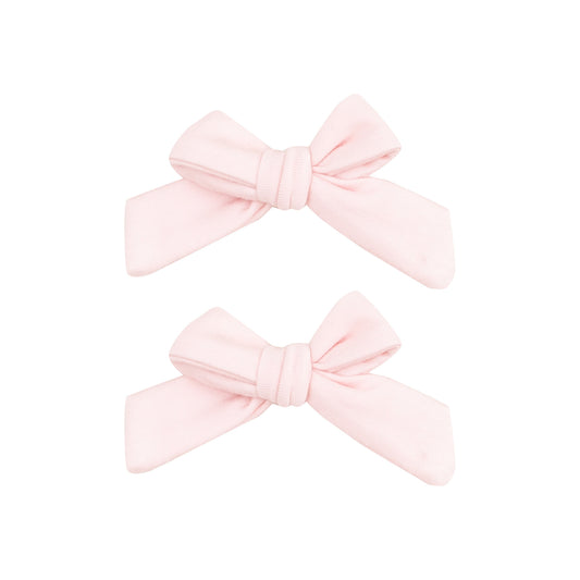 2 Pack Hair Bow with Clip - Solid Tickled Pink