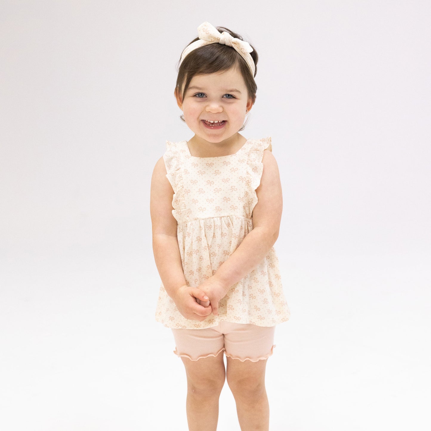 Square Neck Ruffle Tank and Bike Short - Vintage Mini Bows