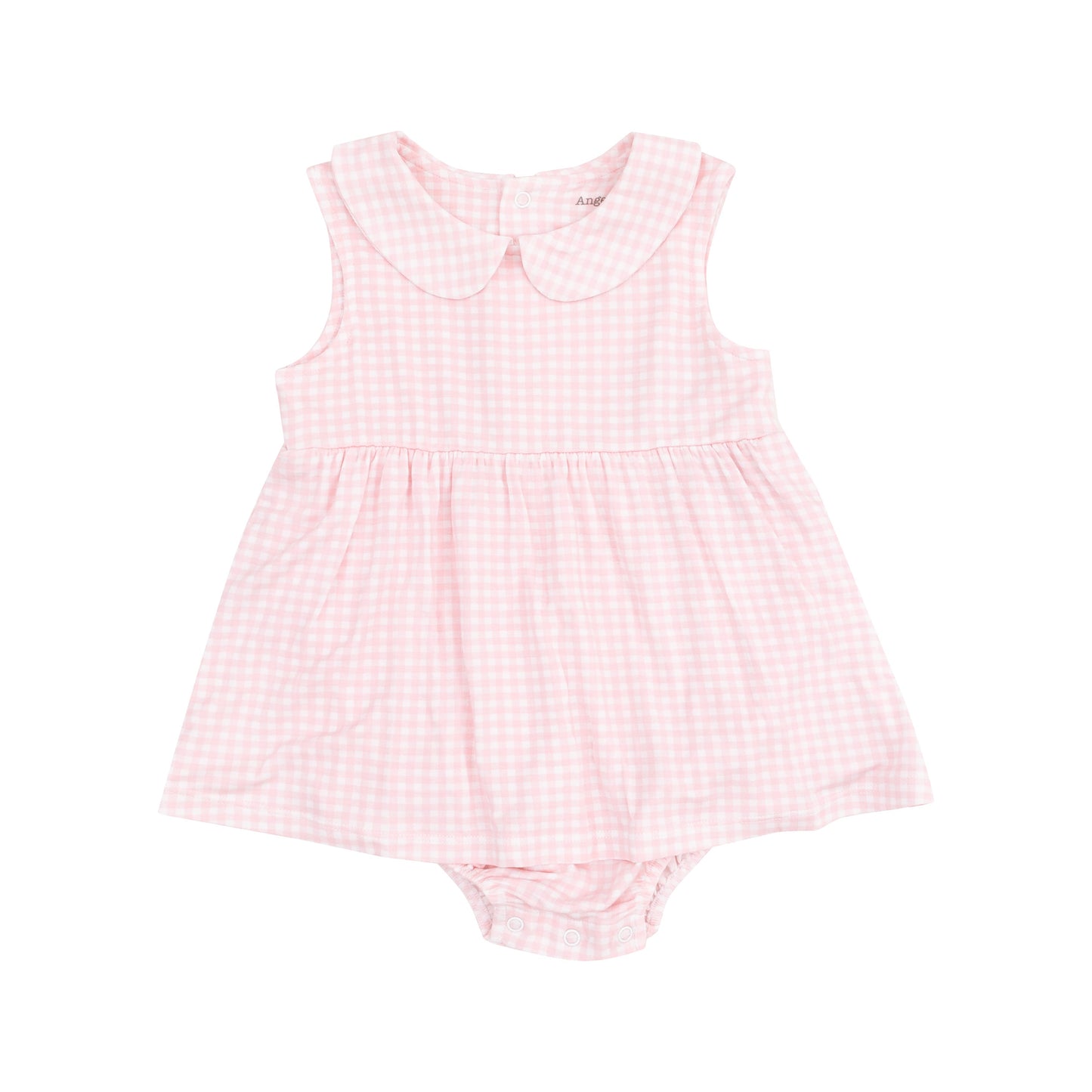 Peter Pan Collar Bubble with Skirt - Mini Gingham Pink