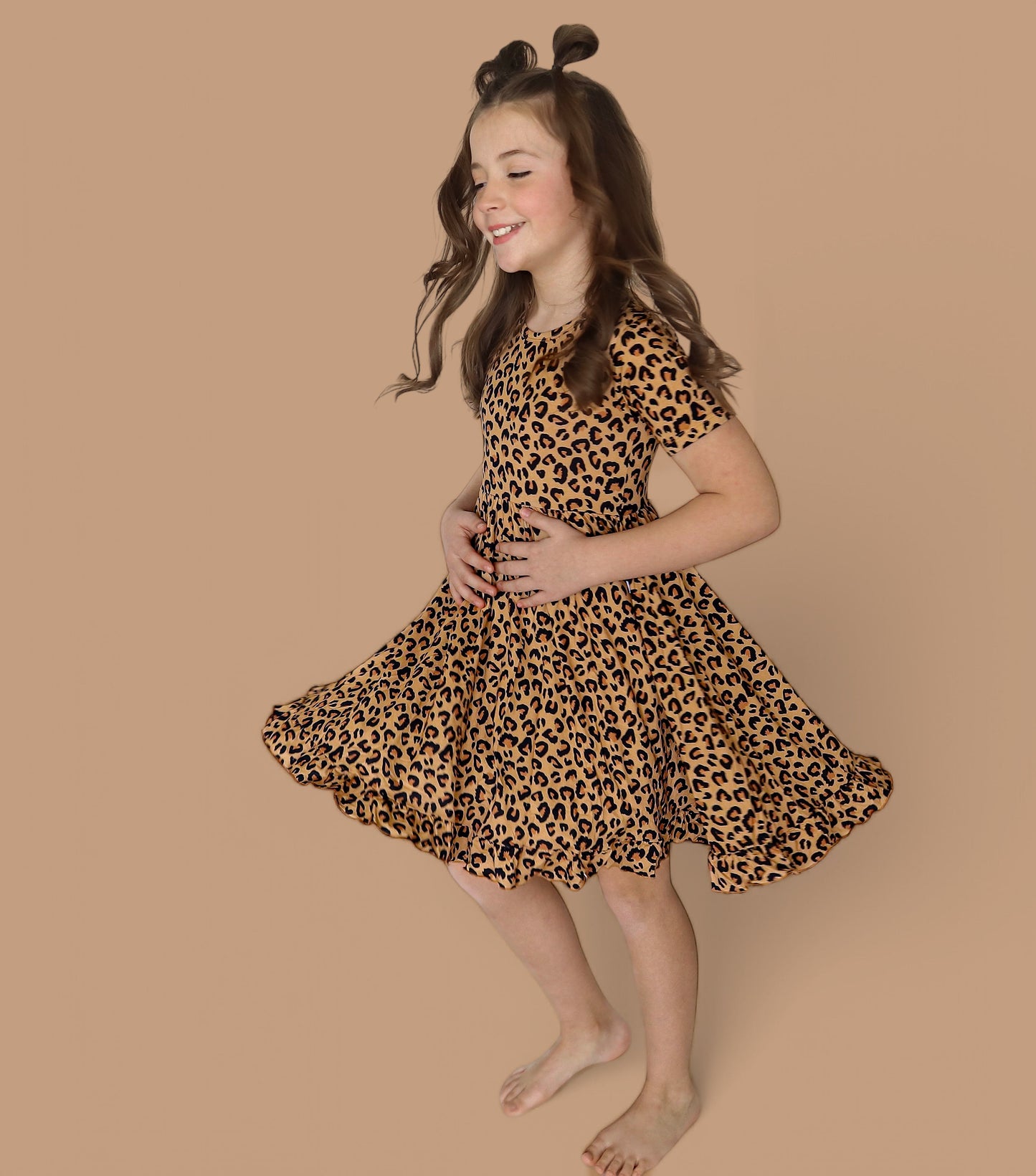 LEOPARD DREAM RUFFLE DRESS