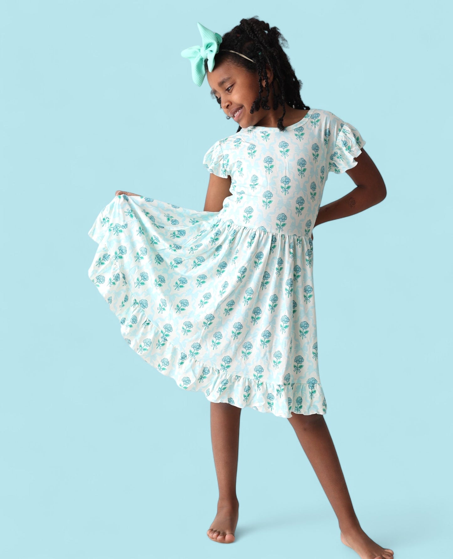 BLUE RIBBON BLOOMS DREAM TIE BACK RUFFLE DRESS