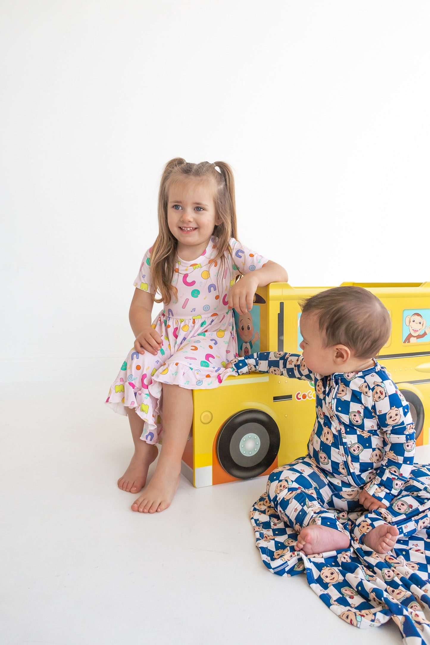 Dream Big Little Co x CoComelon ALPHABET SHORT SLEEVE DREAM RUFFLE DRESS