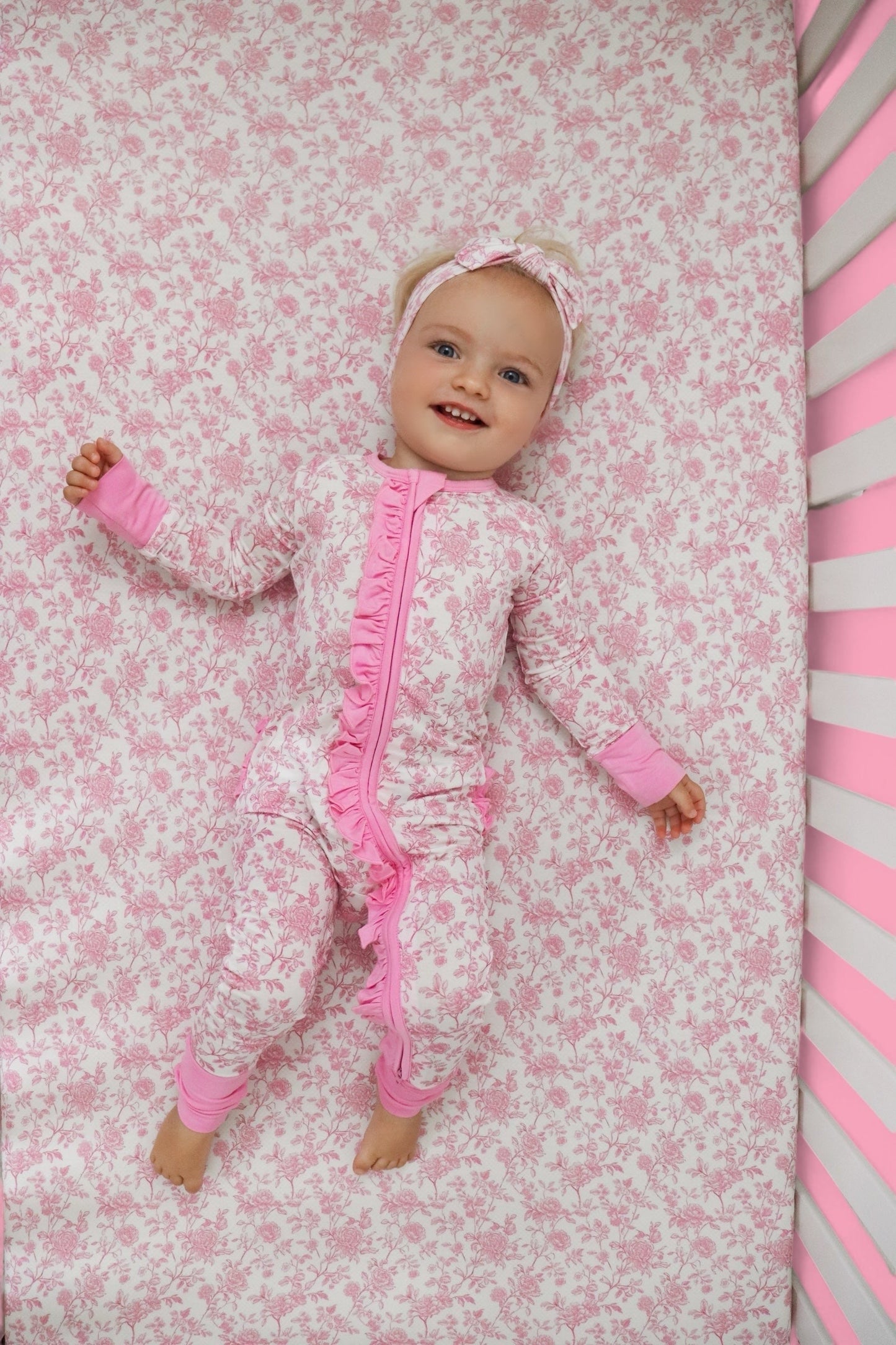 ROSEWOOD TOILE DREAM RUFFLE ROMPER
