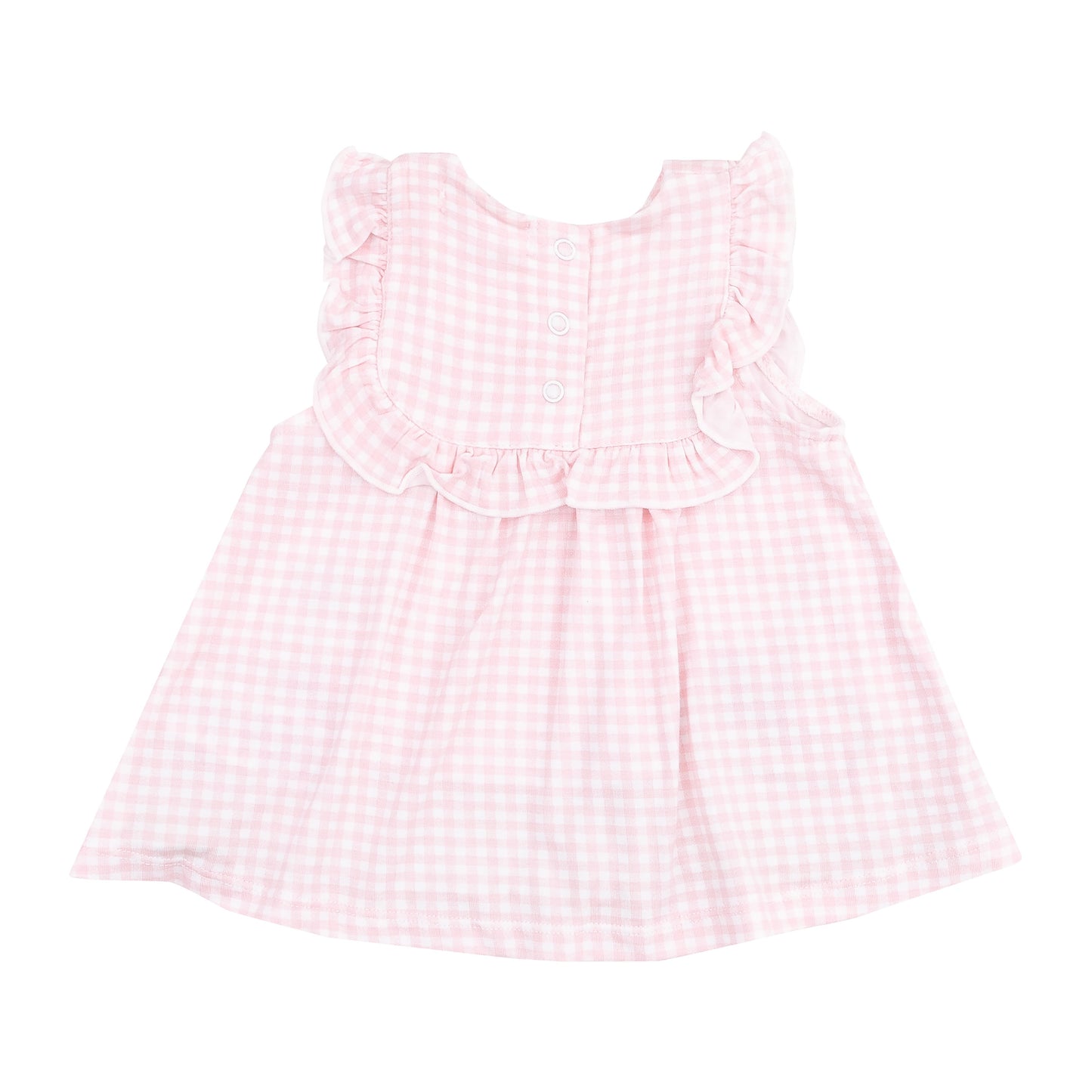 Ruffle Top with Applique & Bloomer - Golf Pink Mini Gingham