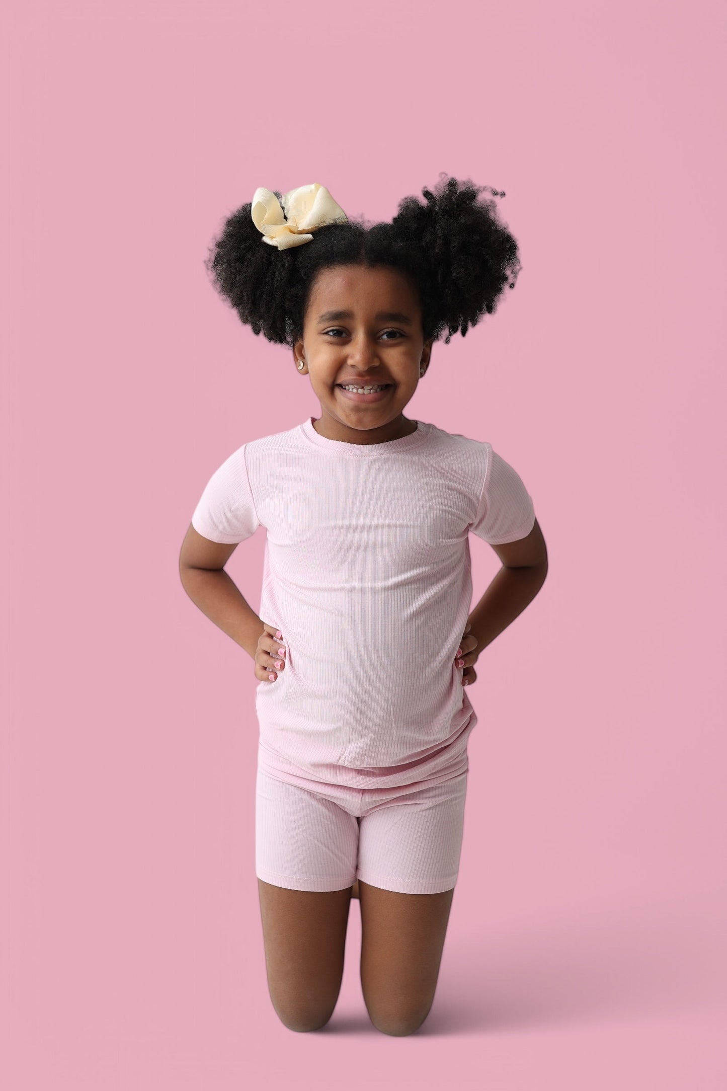 PINK ROSE RIB DREAM SHORT SET