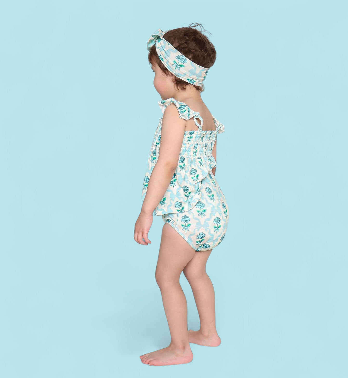 BLUE RIBBON BLOOMS DREAM SMOCKED BABYDOLL BUMMIES SET