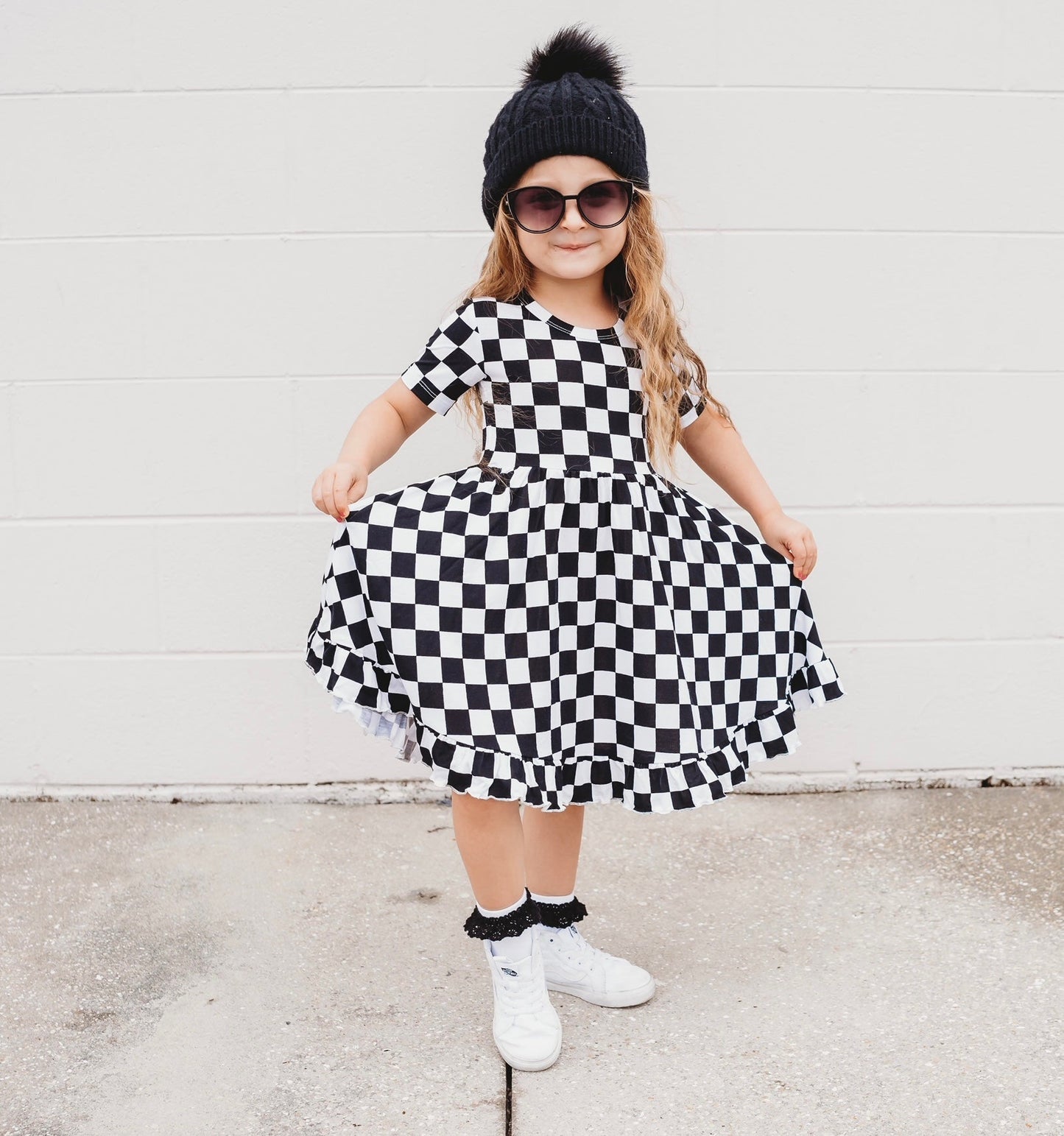 OREO CHECKERS DREAM RUFFLE DRESS