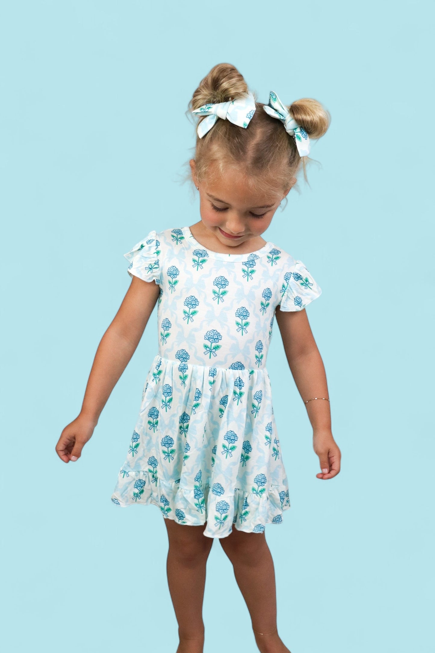 BLUE RIBBON BLOOMS DREAM TIE BACK RUFFLE DRESS