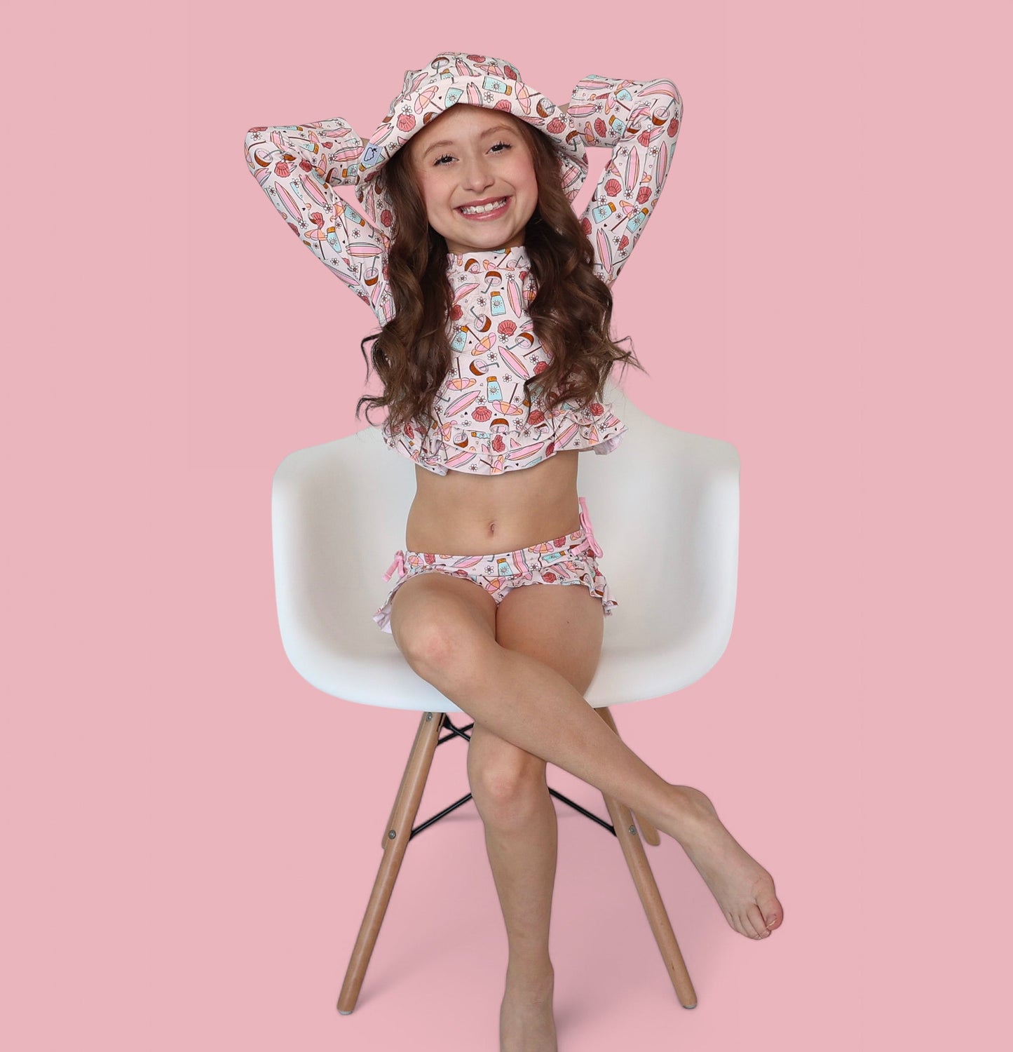 FUN IN THE SUN DREAM TWO-PIECE RASH GUARD RUFFLE SWIM SUIT