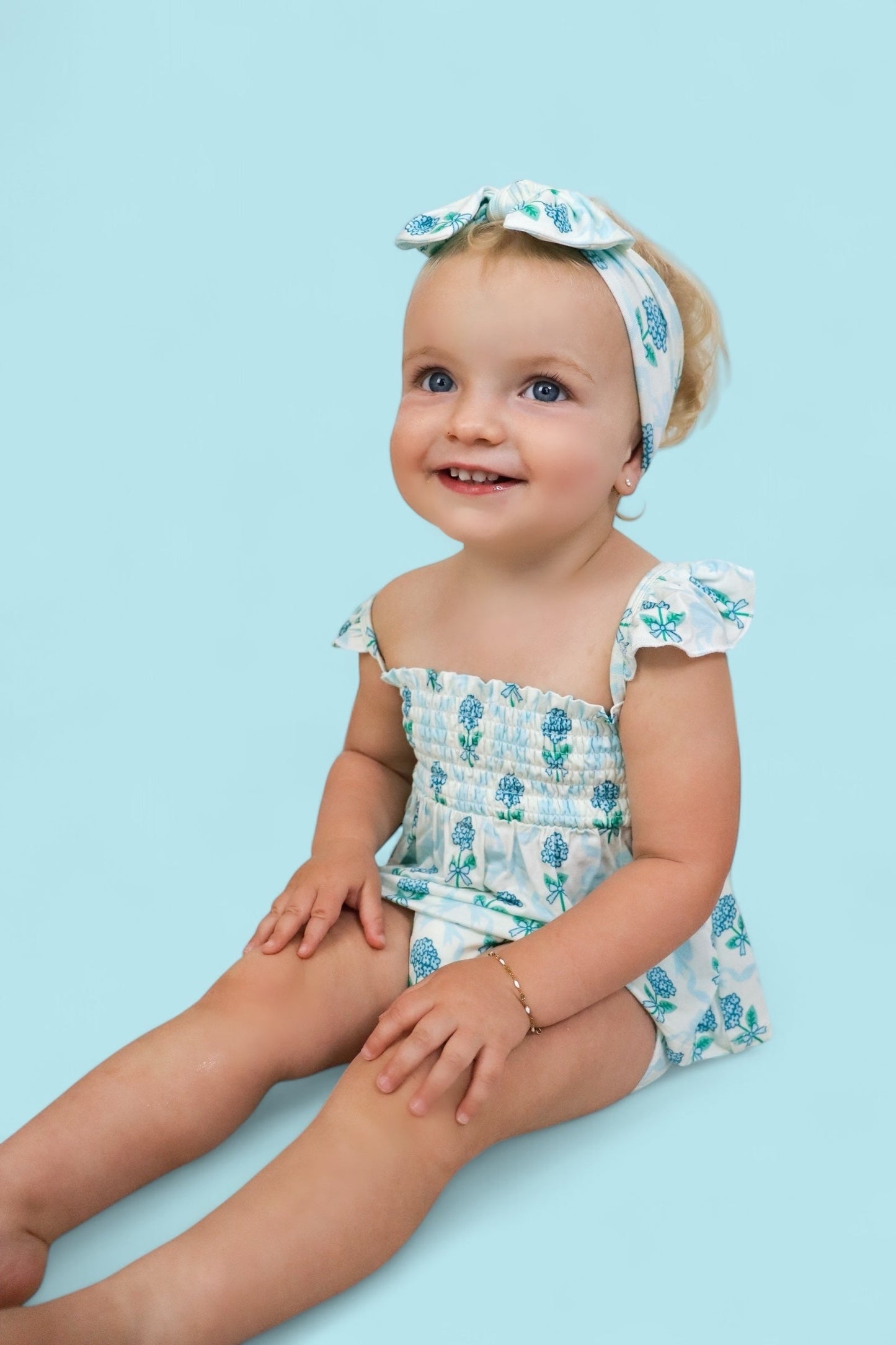 BLUE RIBBON BLOOMS DREAM SMOCKED BABYDOLL BUMMIES SET