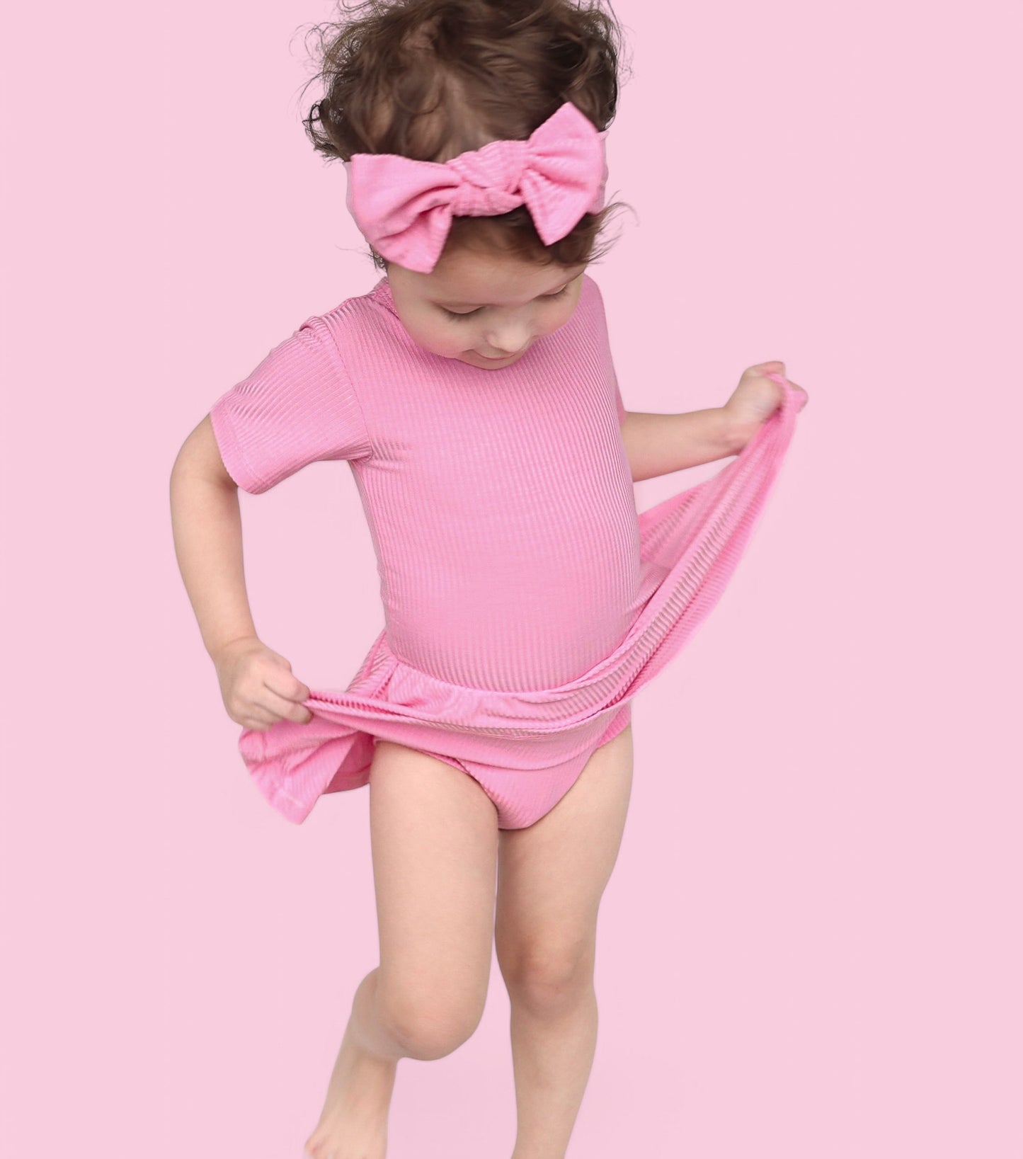 BELLA PINK RIB DREAM BODYSUIT DRESS