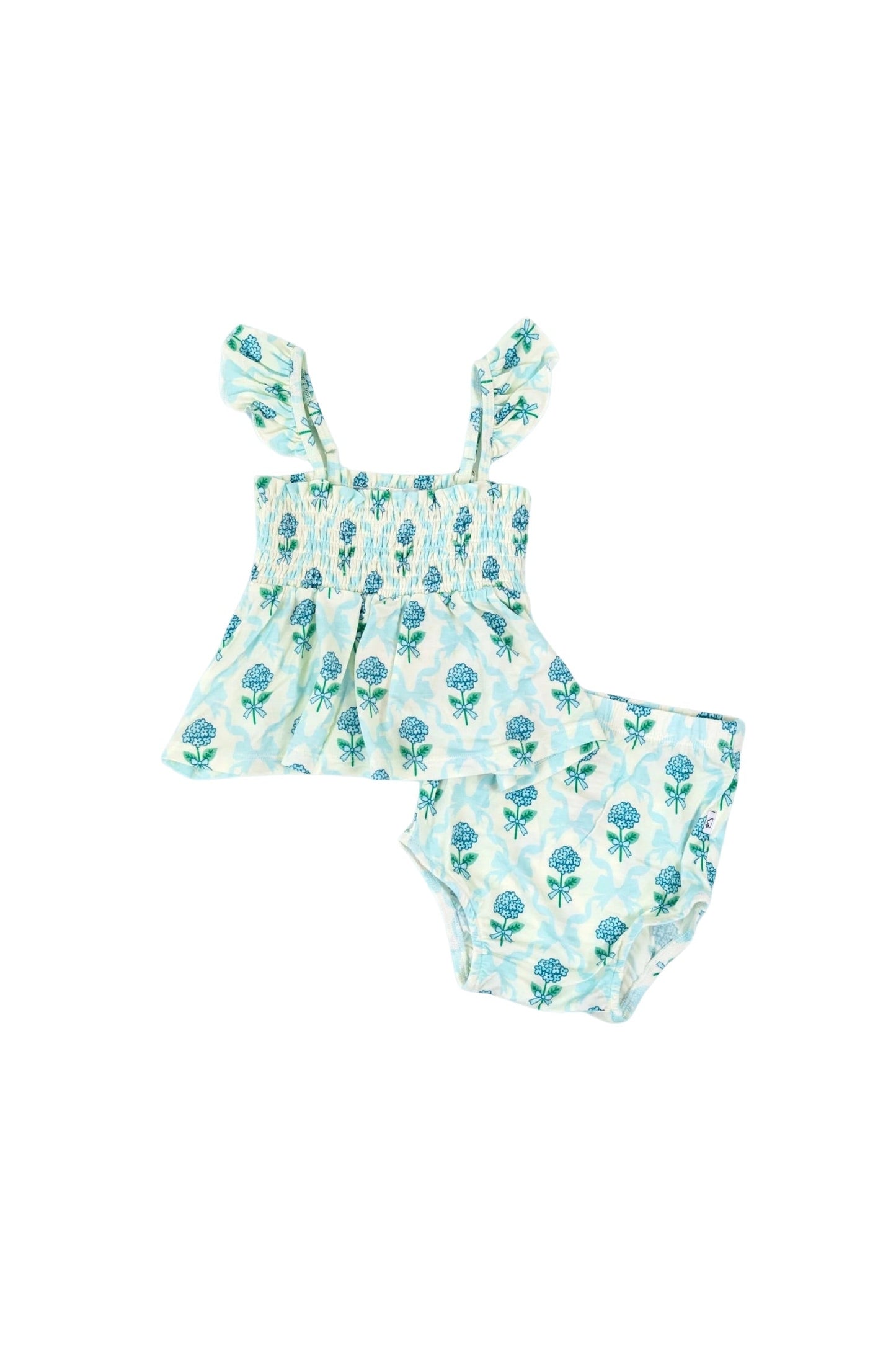 BLUE RIBBON BLOOMS DREAM SMOCKED BABYDOLL BUMMIES SET
