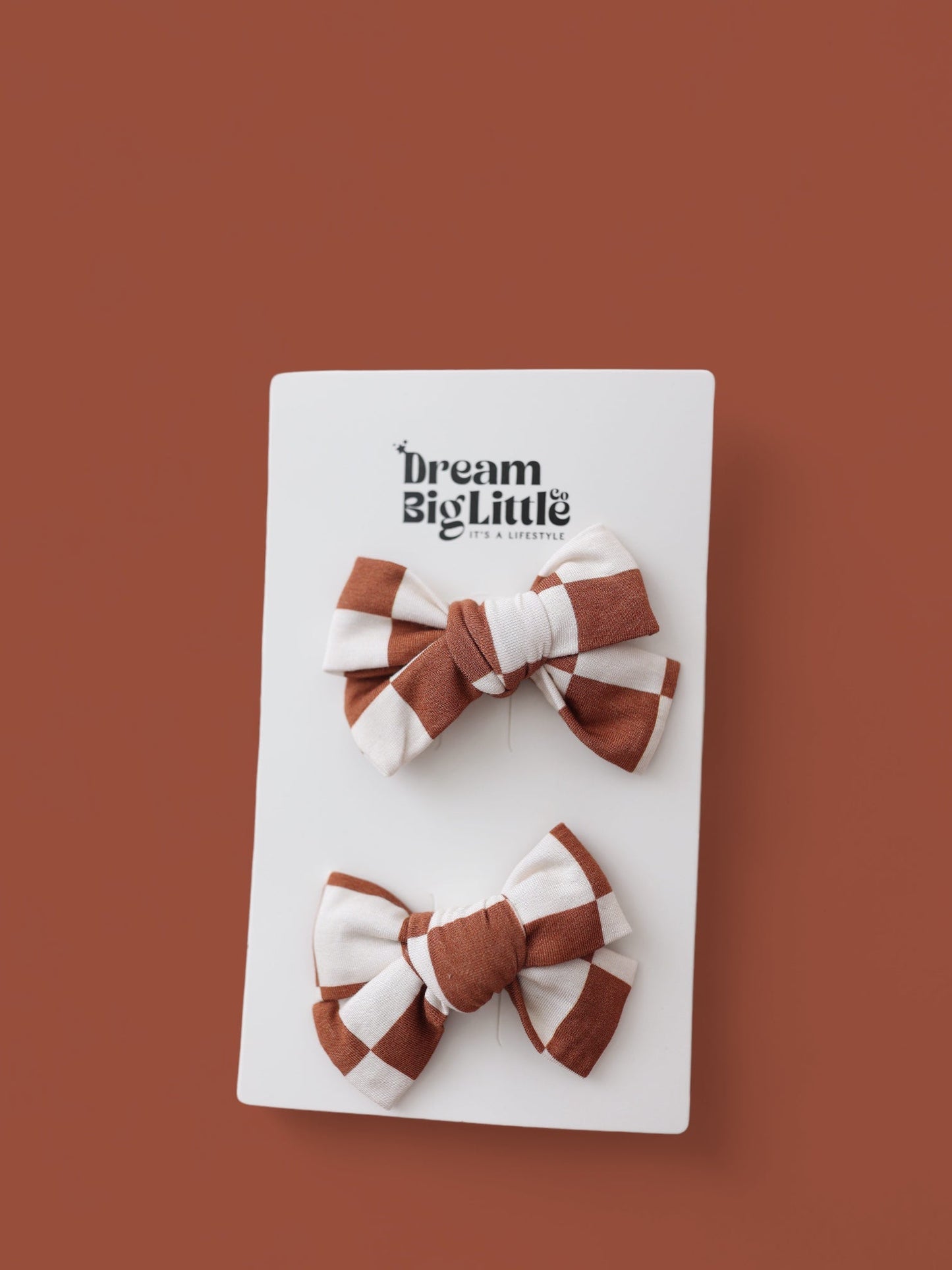 COPPER CHECKERS DREAM BOW HAIR CLIPS