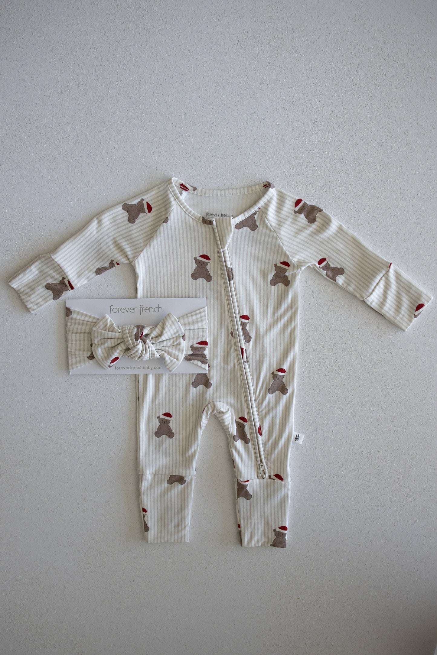 Bamboo Zip Pajamas | Santa Teddy