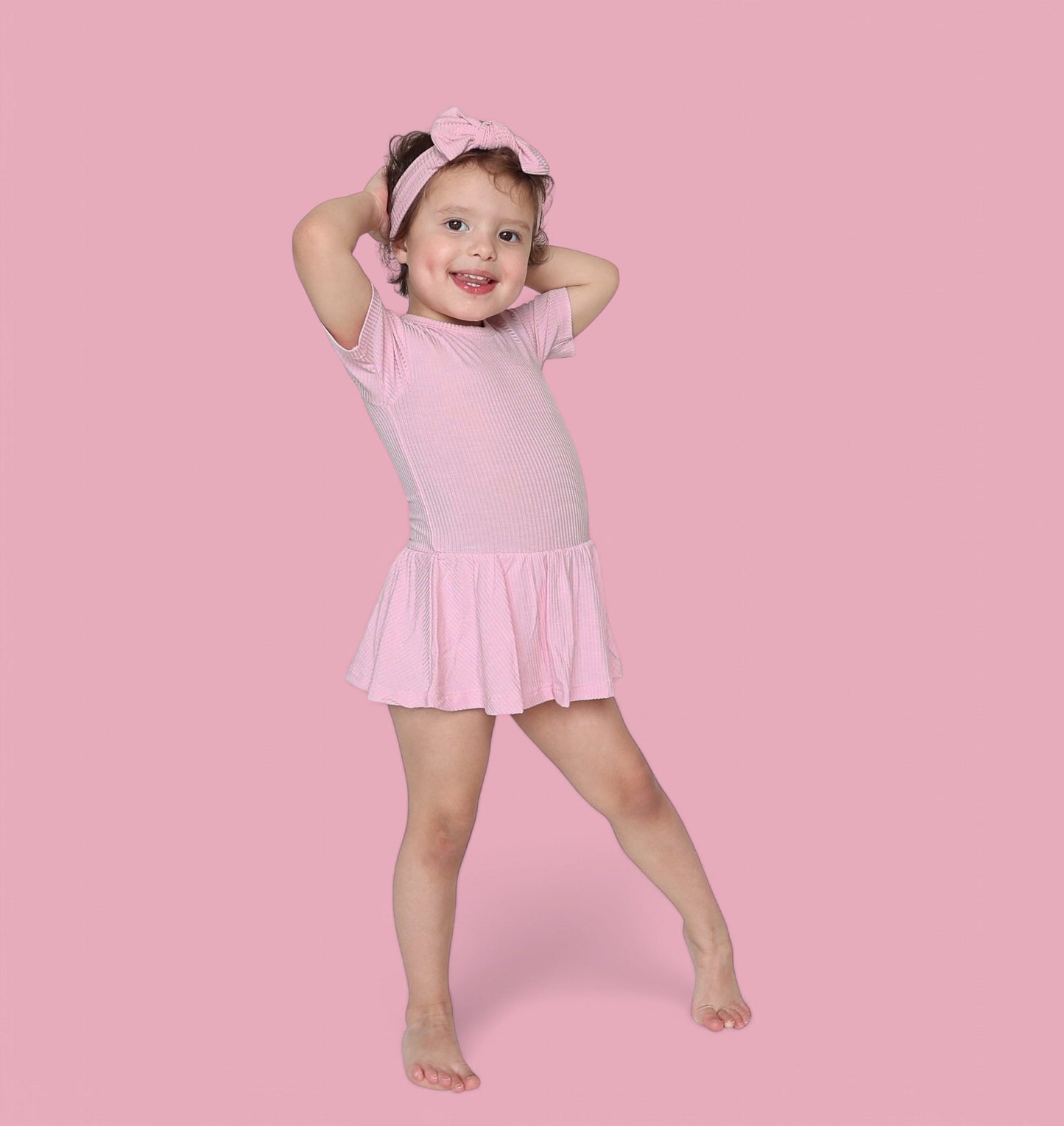 PINK ROSE RIB DREAM BODYSUIT DRESS