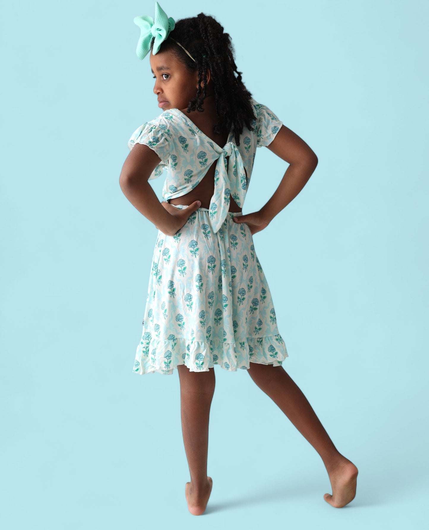 BLUE RIBBON BLOOMS DREAM TIE BACK RUFFLE DRESS