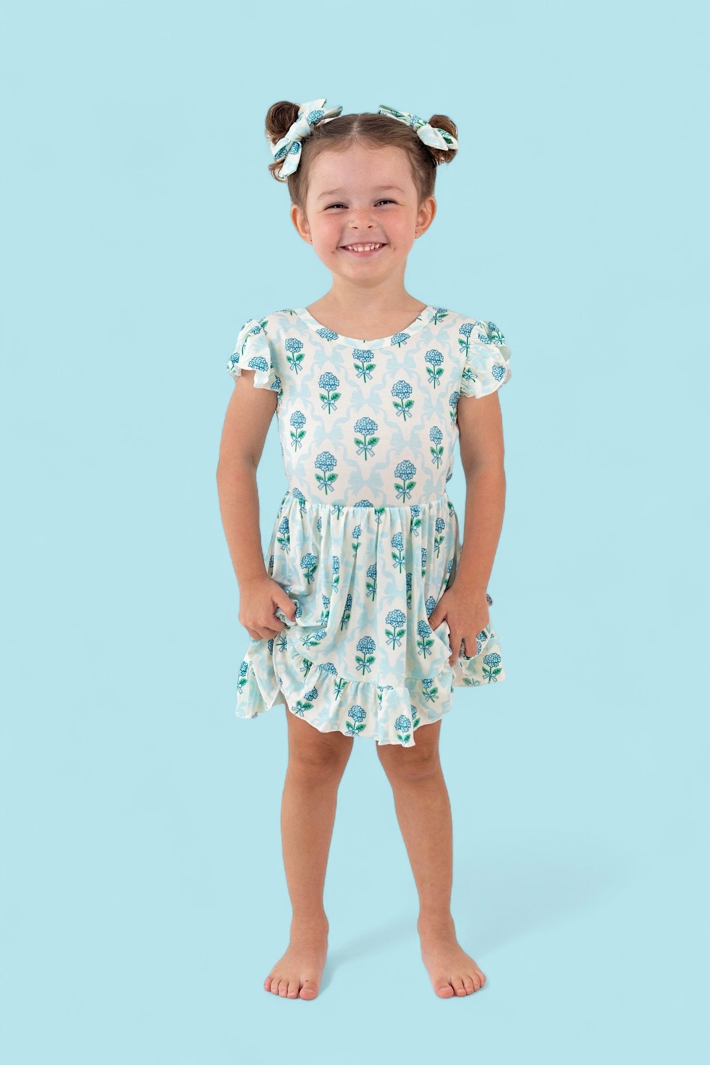 BLUE RIBBON BLOOMS DREAM TIE BACK RUFFLE DRESS