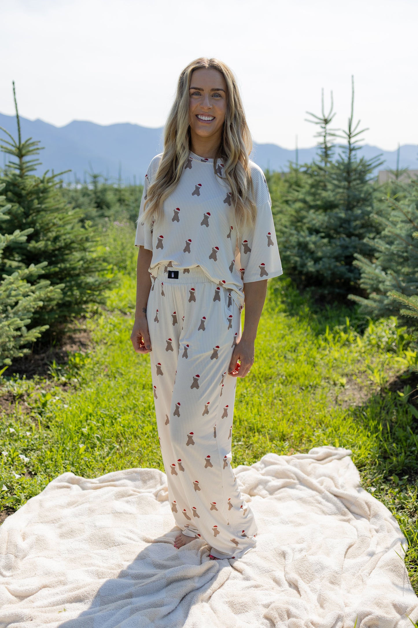 Women's Boxy Tee Lounge Set | Santa Teddy