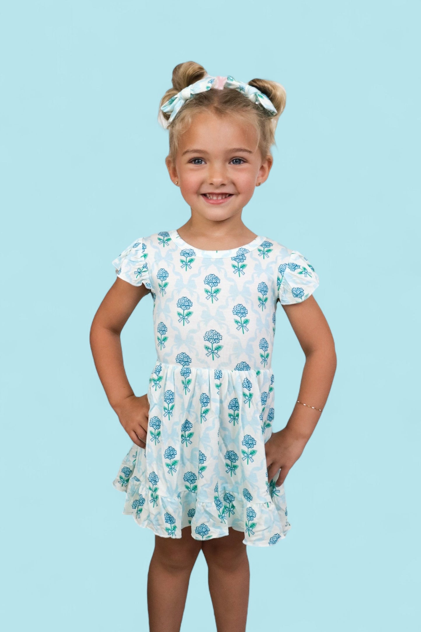 BLUE RIBBON BLOOMS DREAM TIE BACK RUFFLE DRESS