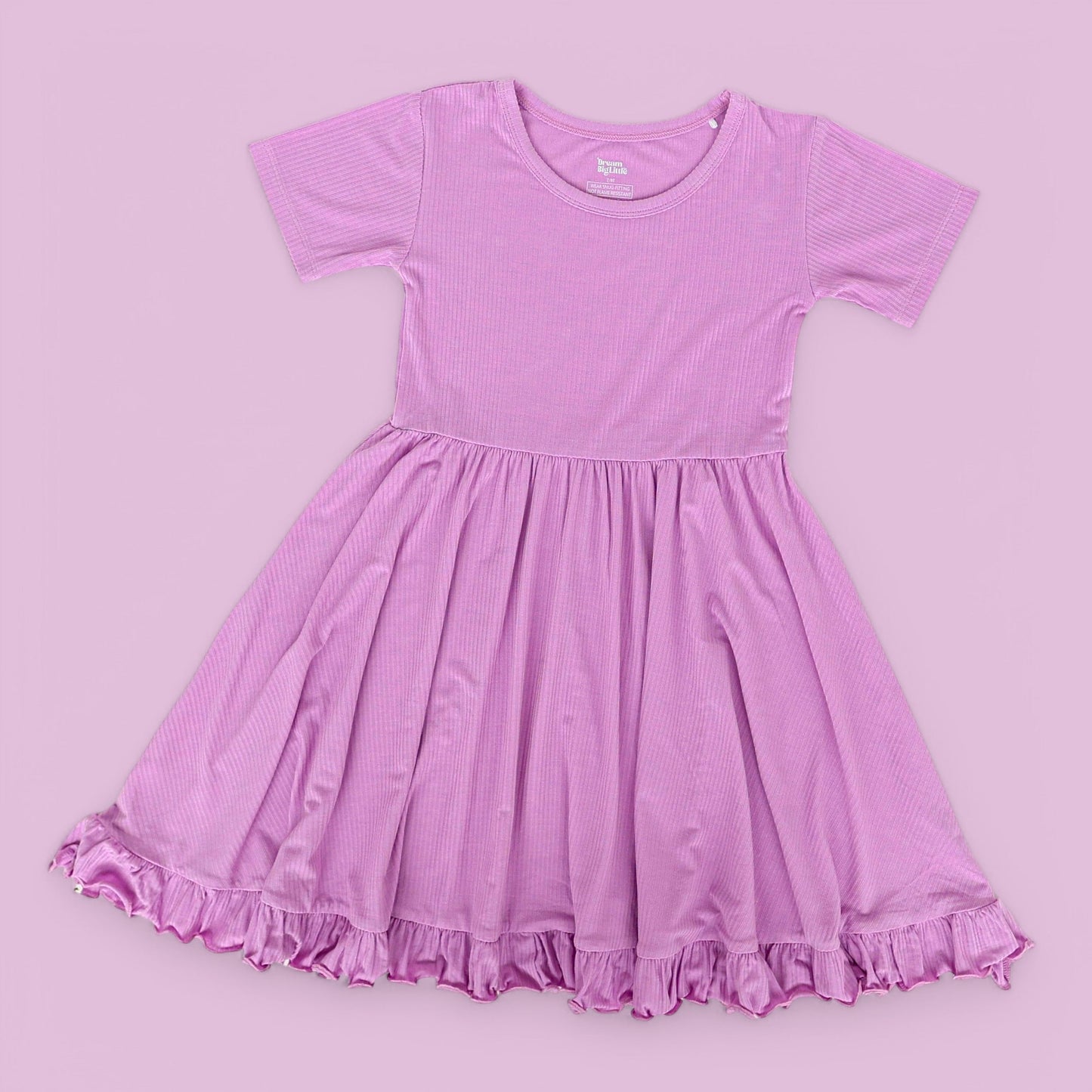 FOREVER LILAC RIB DREAM RUFFLE DRESS