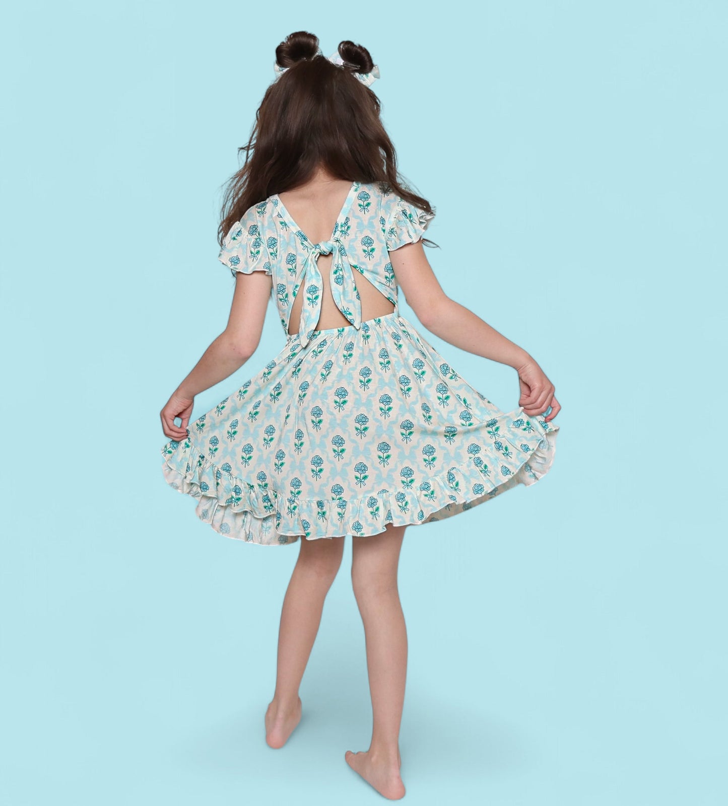 BLUE RIBBON BLOOMS DREAM TIE BACK RUFFLE DRESS