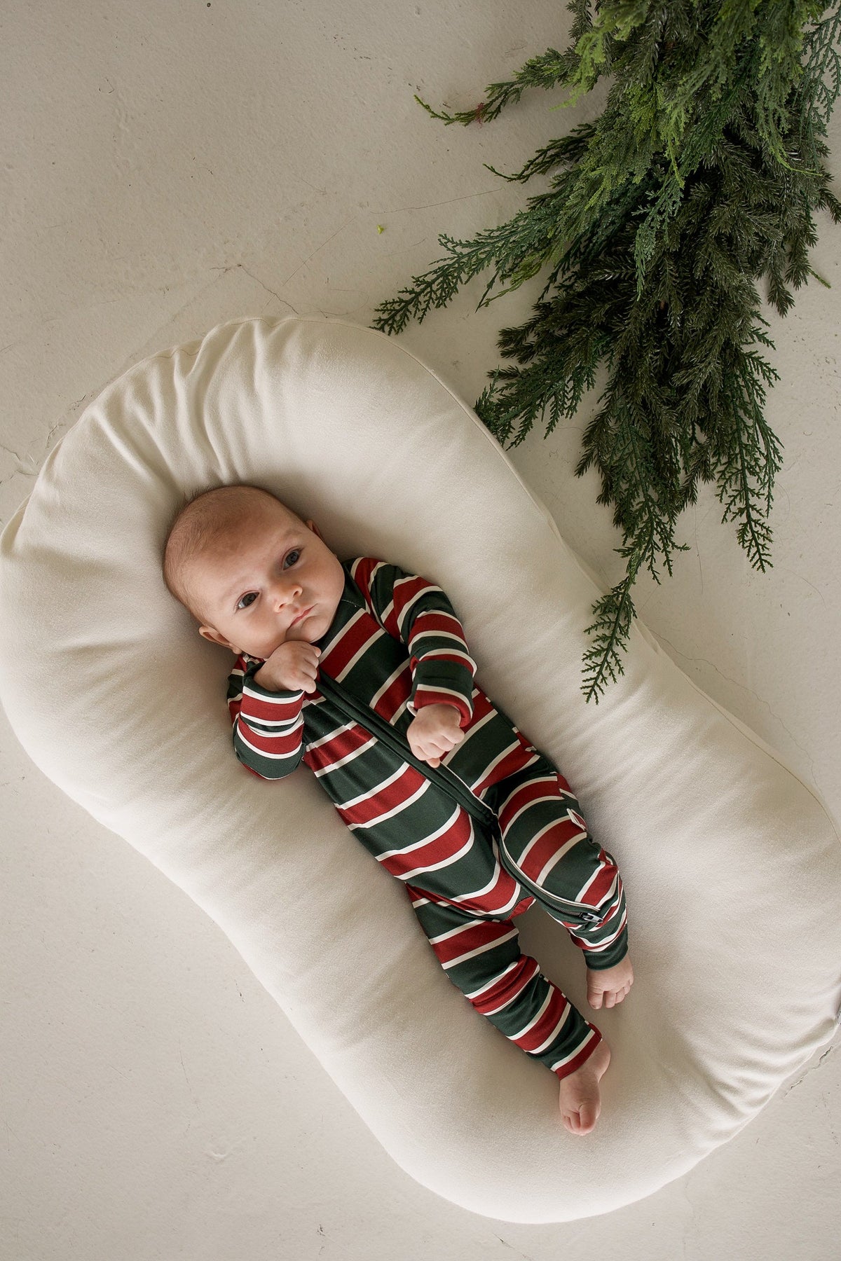 Bamboo Zip Pajamas | Holiday Stripe