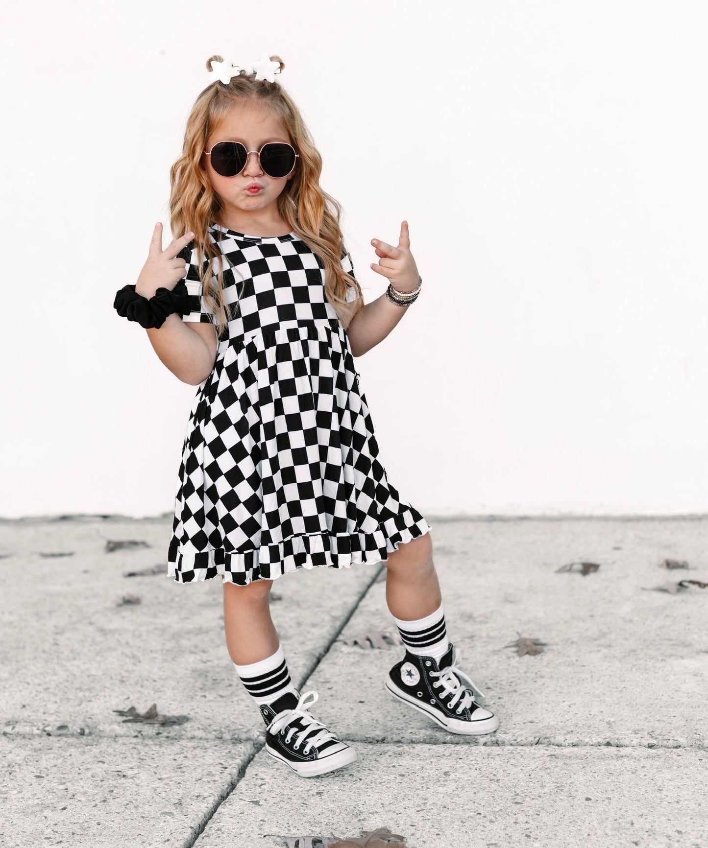 OREO CHECKERS DREAM RUFFLE DRESS