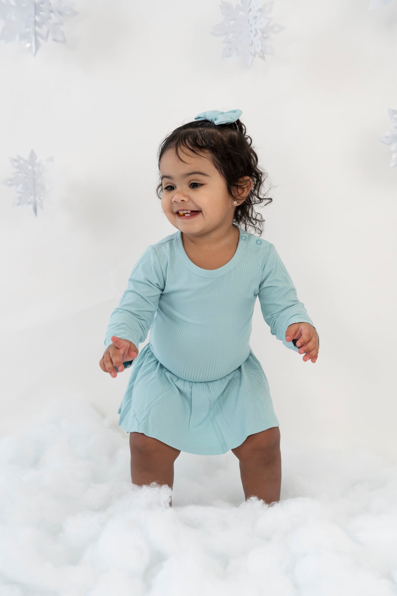 HAZY BLUE RIB DREAM BODYSUIT DRESS