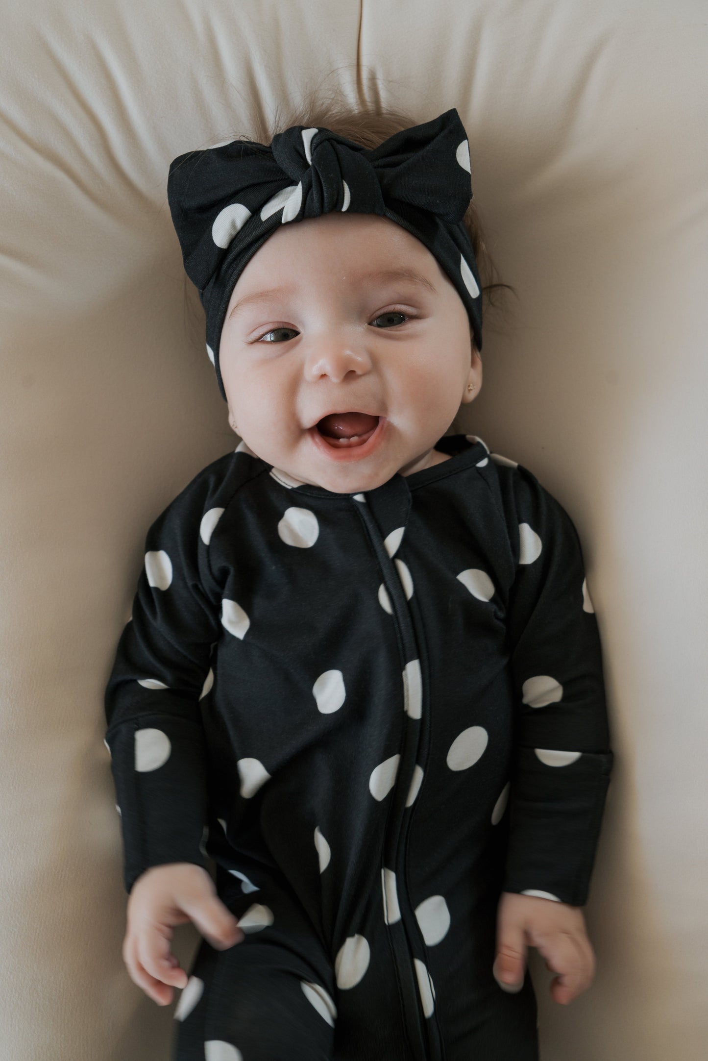 Bamboo Head Wrap | B&W Polka Dot