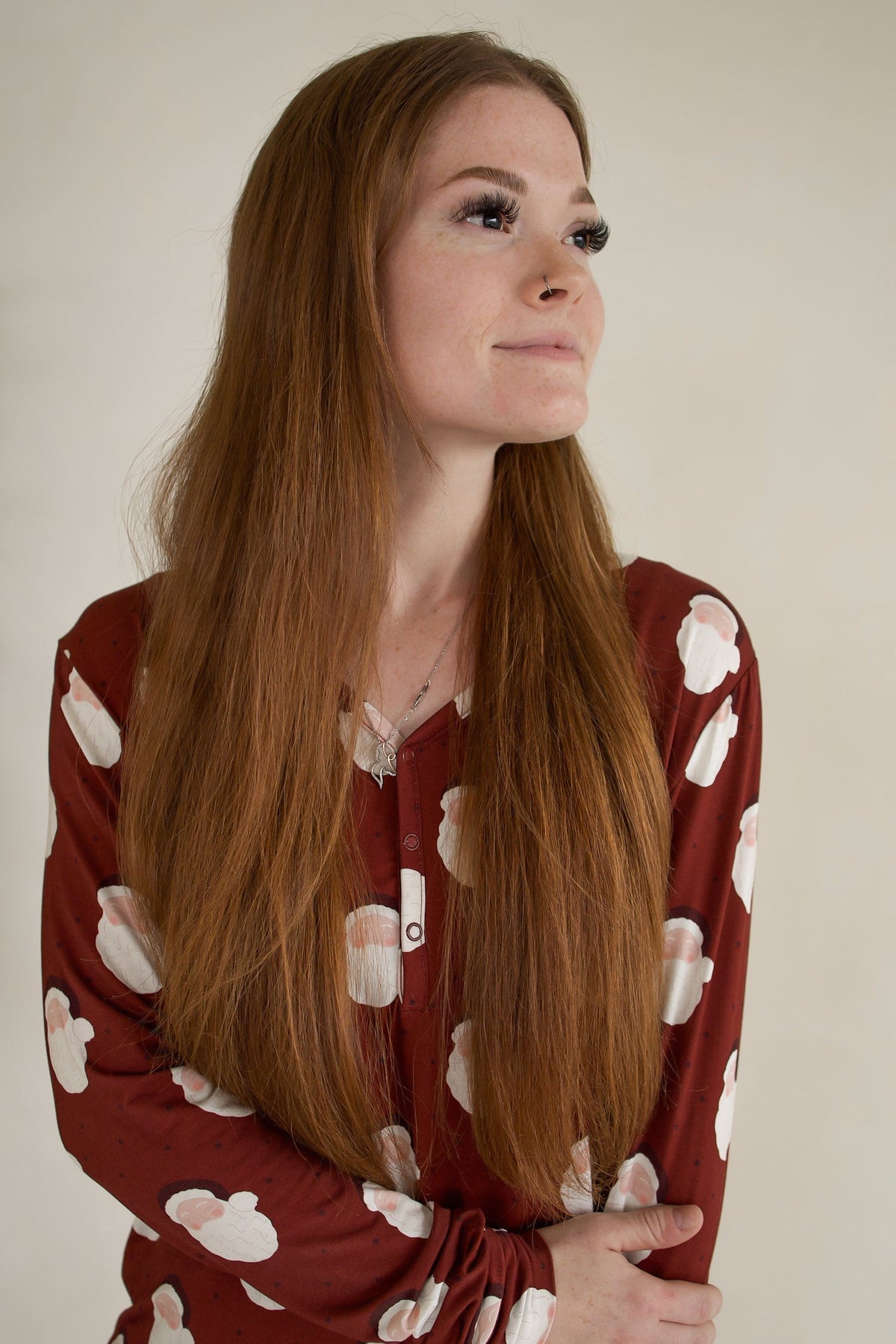 Women's Long Sleeve Bamboo Pajama | Vintage Santa