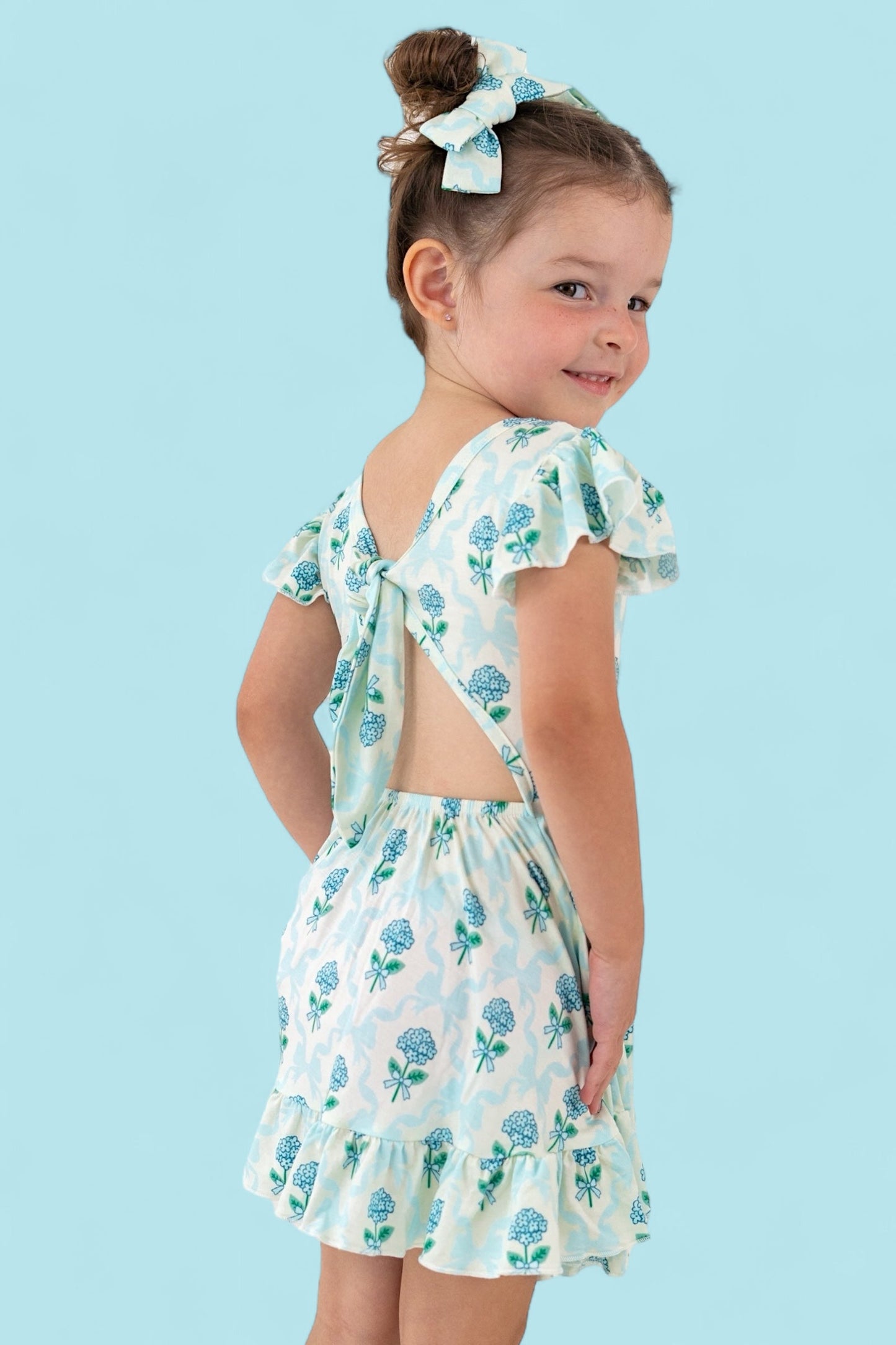 BLUE RIBBON BLOOMS DREAM TIE BACK RUFFLE DRESS