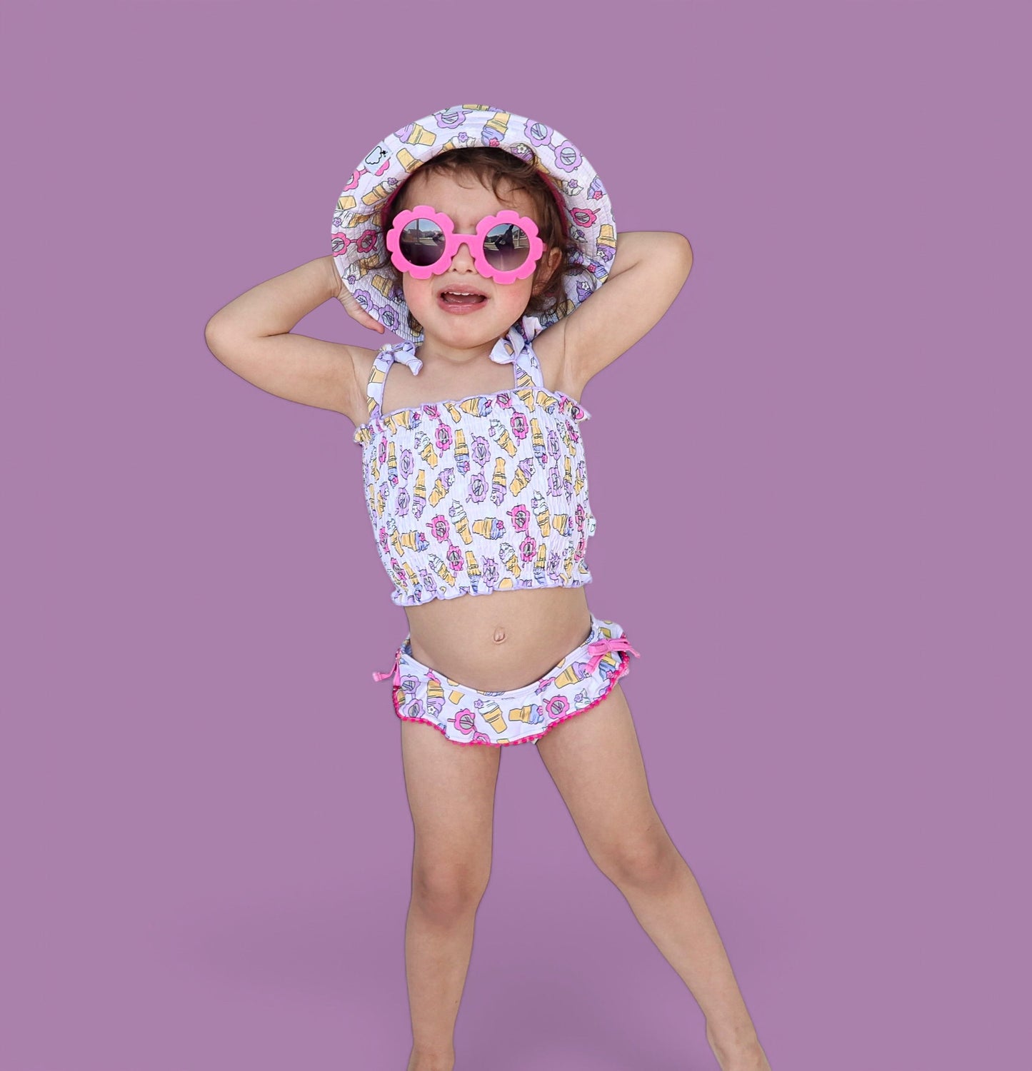 SWEET SUMMER DREAM SMOCKED TANKINI TWO PIECE SWIM SUIT