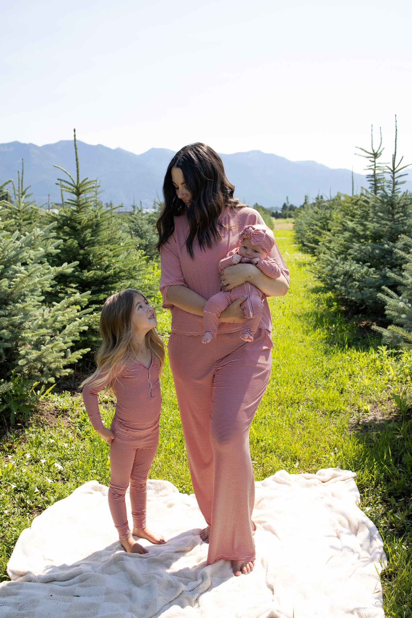 Women's Boxy Tee Lounge Set | Peppermint Stripe Ribbed