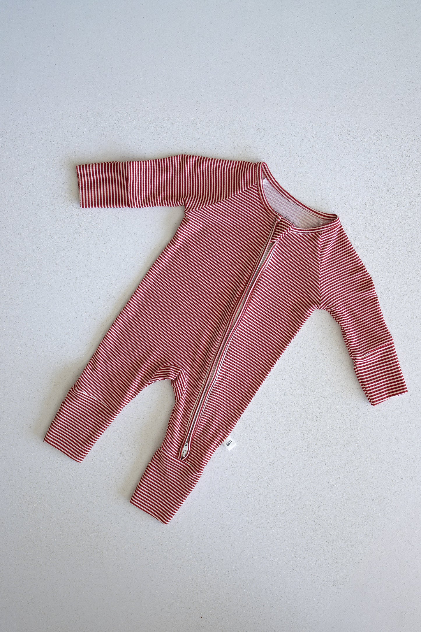 Bamboo Zip Pajamas | Peppermint Stripe Ribbed
